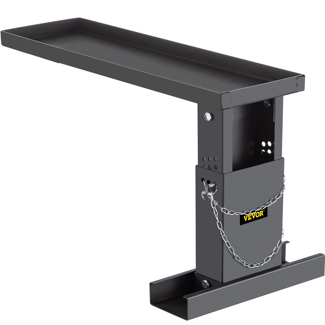 23.4x7.6-Inch Ladder Extender, Extension Ladder 12.25-19.7-Inch Adjustable Height Range, Ladder Leveling Tool, Stair Ladder Extension with Chain Pins in Steel for Stairs, in Black Powder Coated