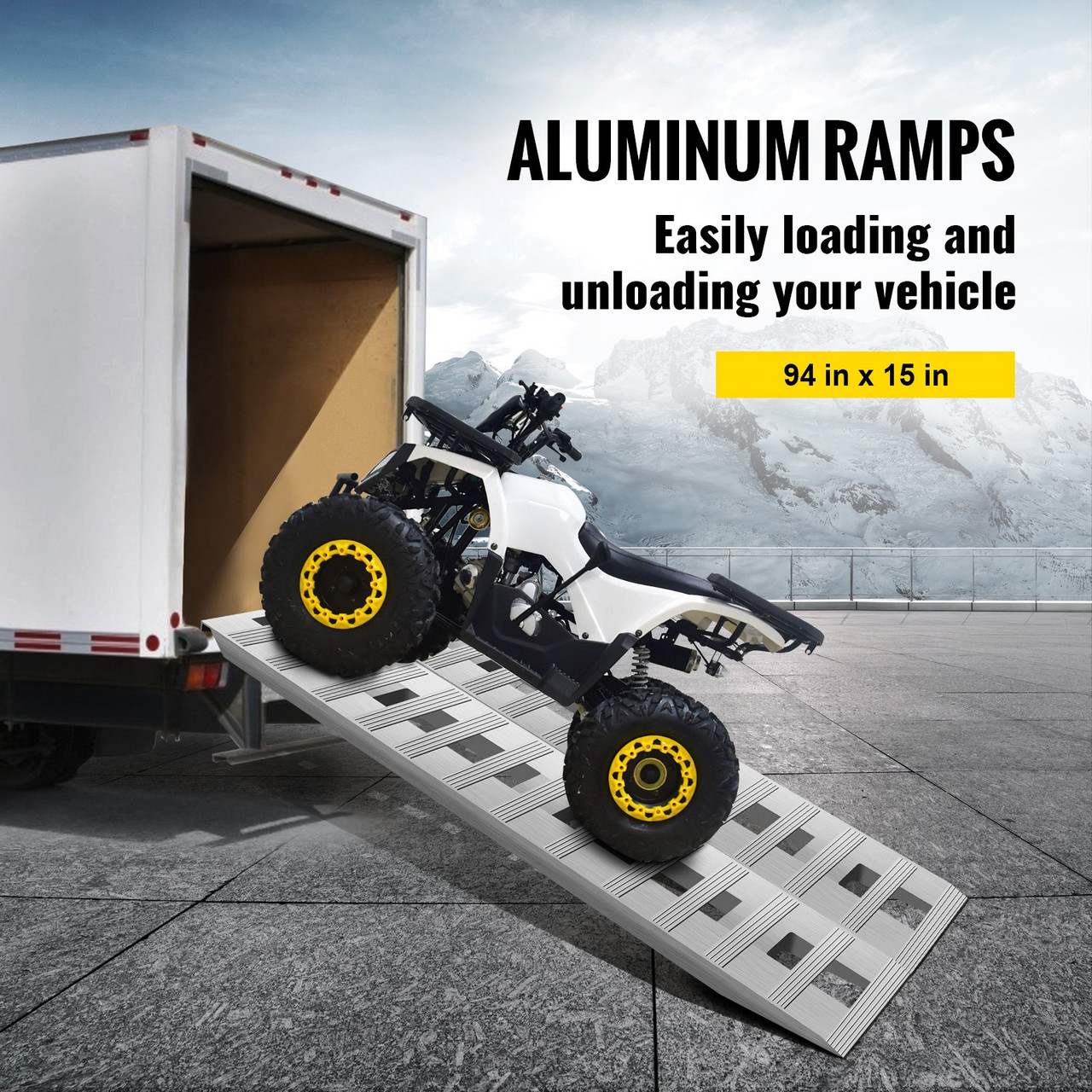 94x15x2.75inch Aluminum Ramps 6000Lbs Car Trailer Truck 1 Pair Ramps