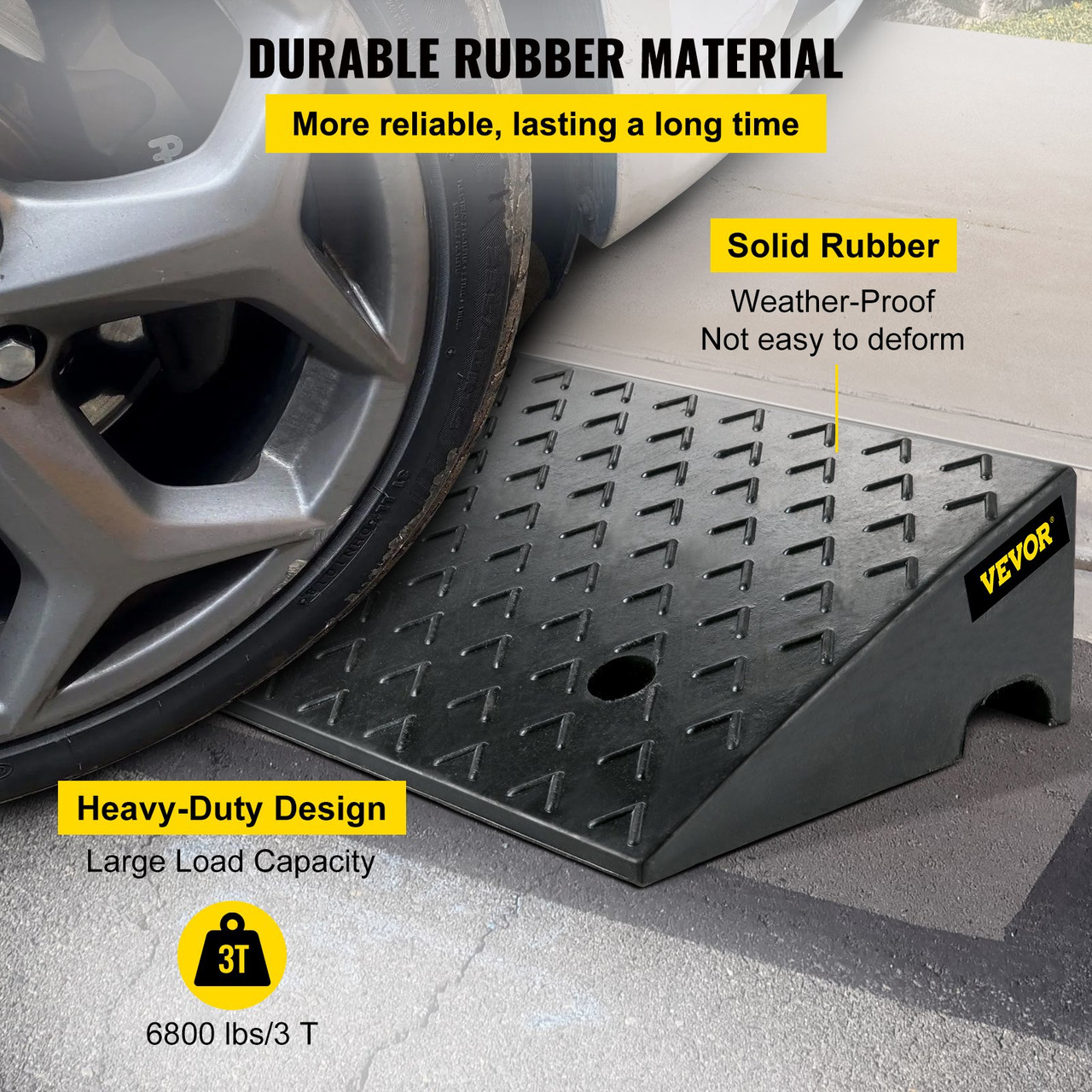 Curb Ramp Heavy Duty Threshold Ramp 4.3" Height For Driveway 2 PCS Black