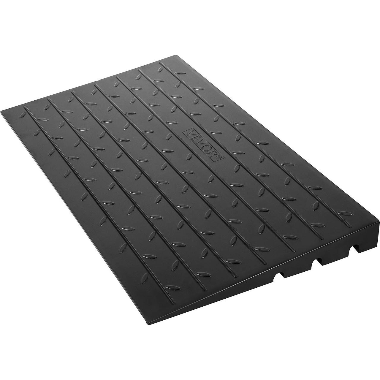 Rubber Threshold Ramp, 2.6" Rise Threshold Ramp Doorway, 3 Channels Cord Cover Rubber Solid Threshold Ramp, Transitions Rubber Angled Entry Rated 2200Lbs Load Capacity for Wheelchair and Scooter