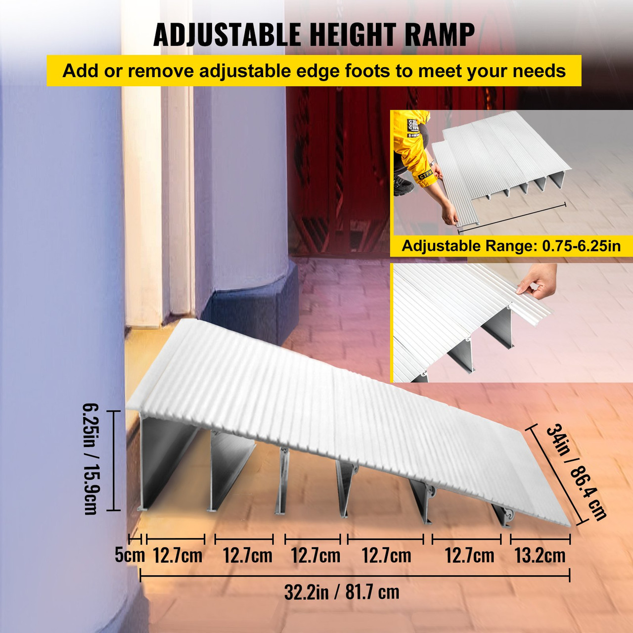 Transition Entry Ramp Modular Threshold Ramp Aluminum 6" Rise Rated 800lbs