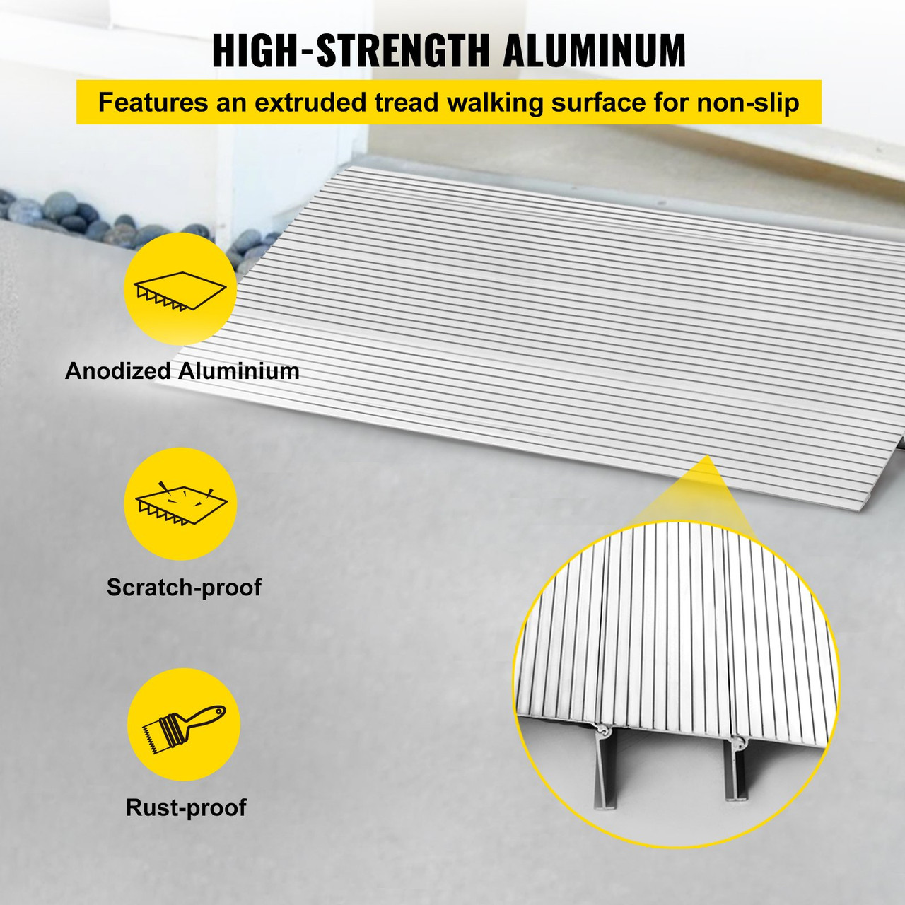 Transition Entry Ramp Modular Threshold Ramp Aluminum 3" Rise Rated 800lbs