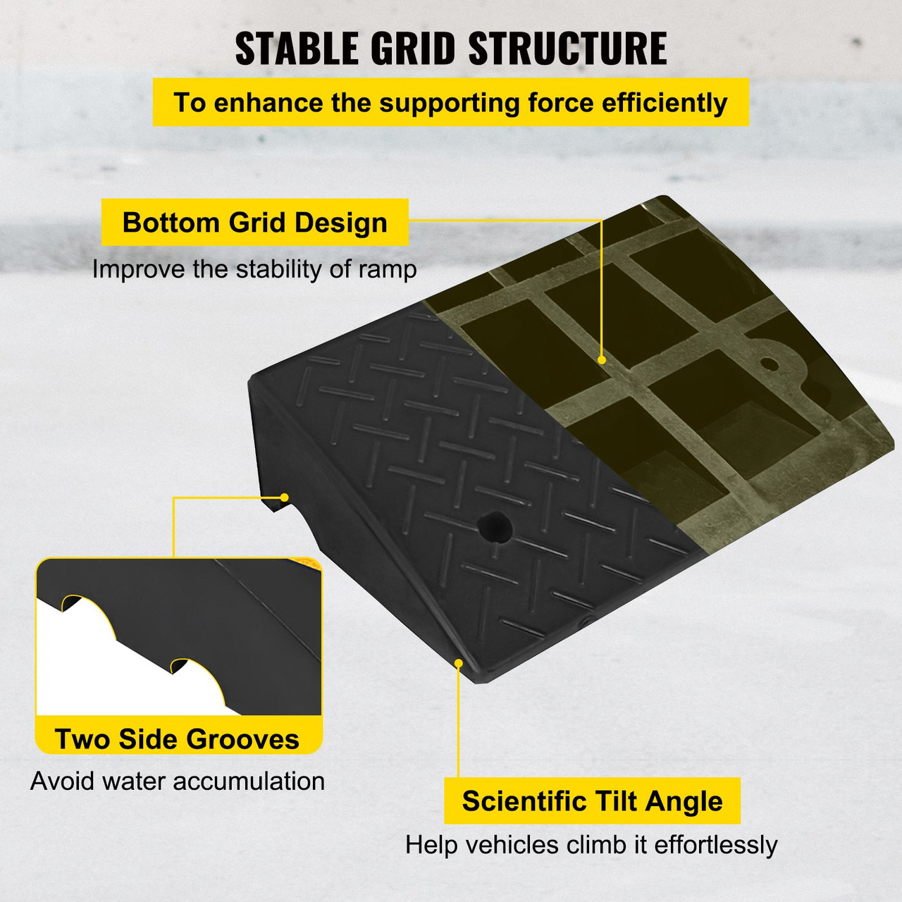 Heavy Duty Rubber Curb Ramp for Material Handling Transport Dolly