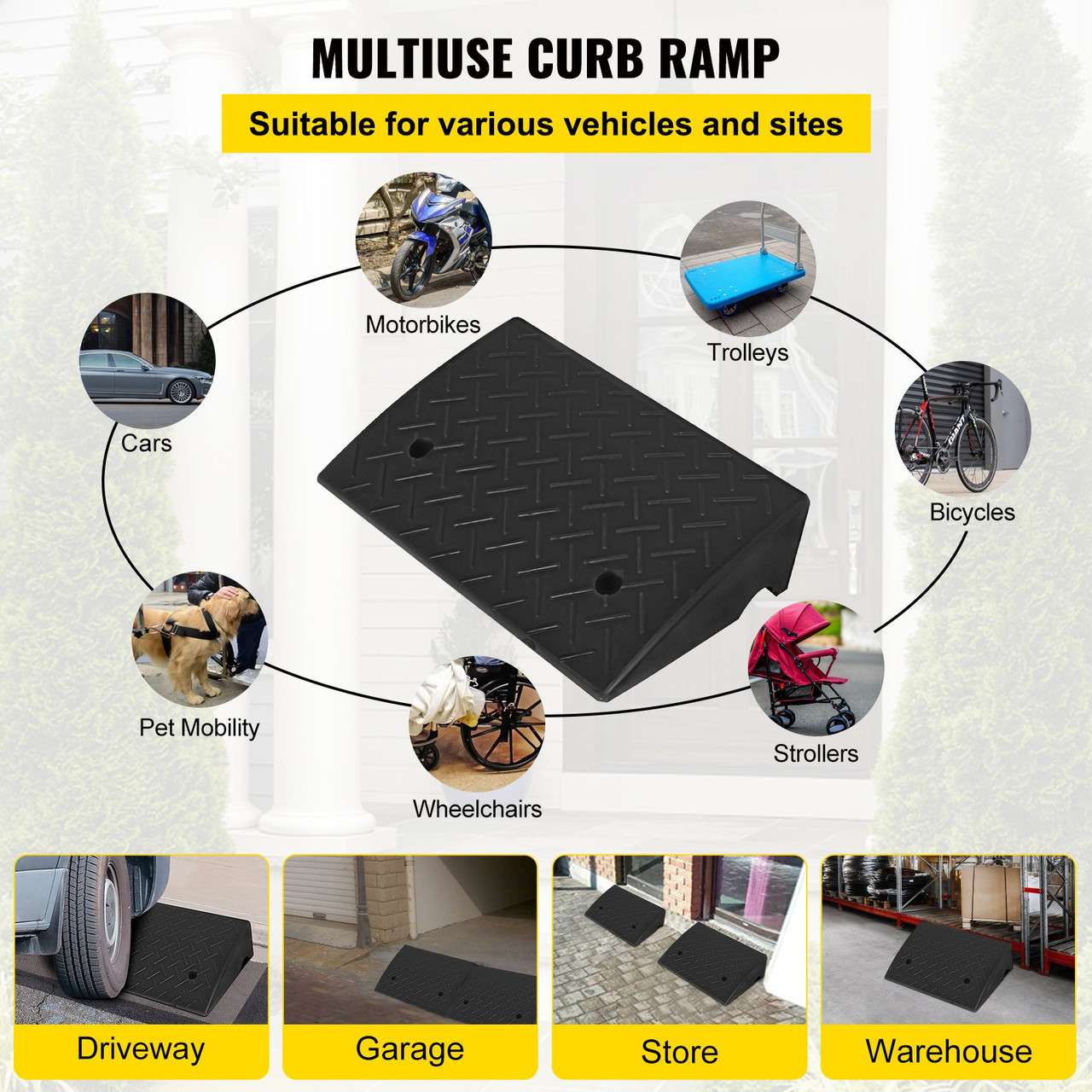 Heavy Duty Rubber Curb Ramp for Material Handling Transport Dolly