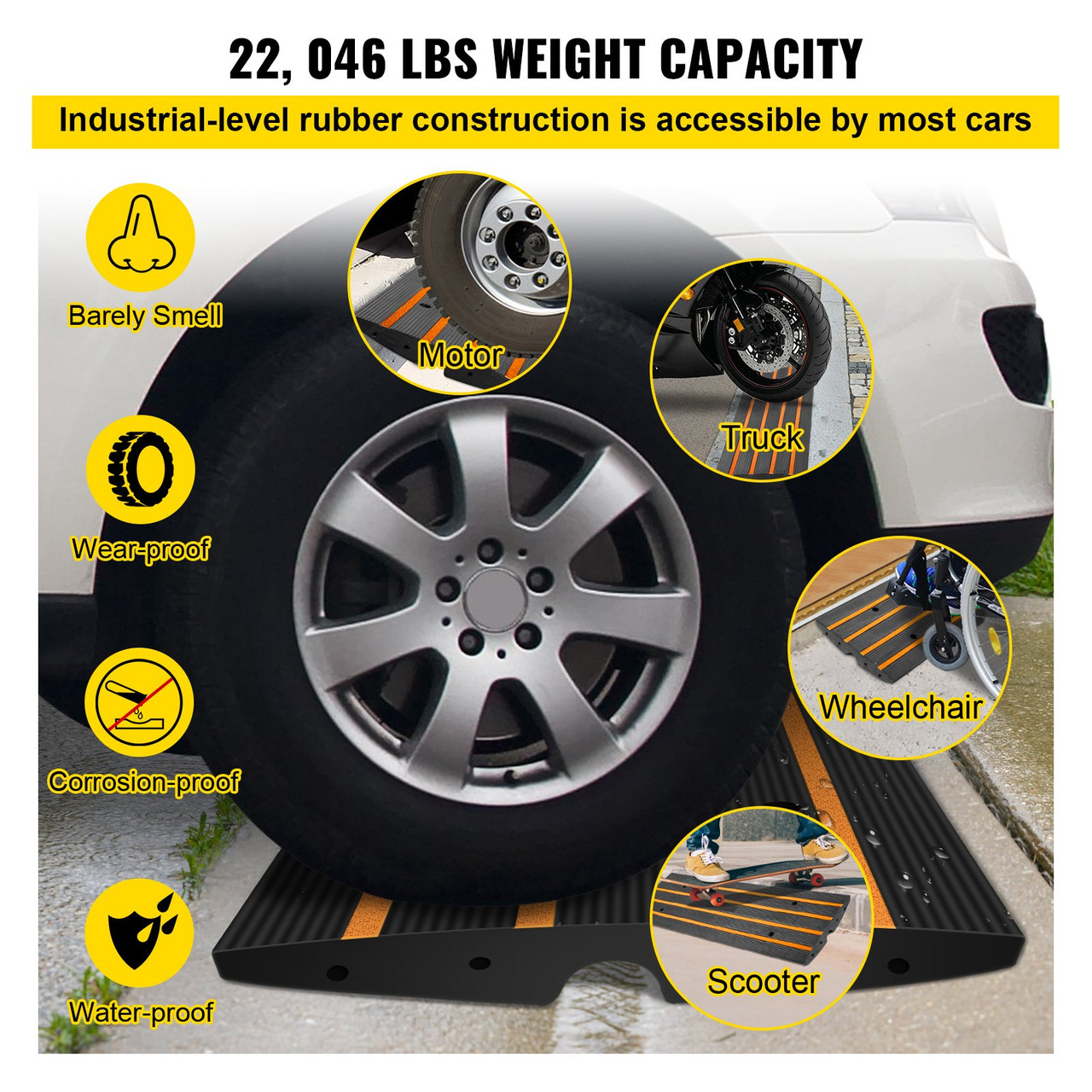 Curbside Driveway Ramp Driveway Curb Ramp Car Threshold Bridge Tack-3pack