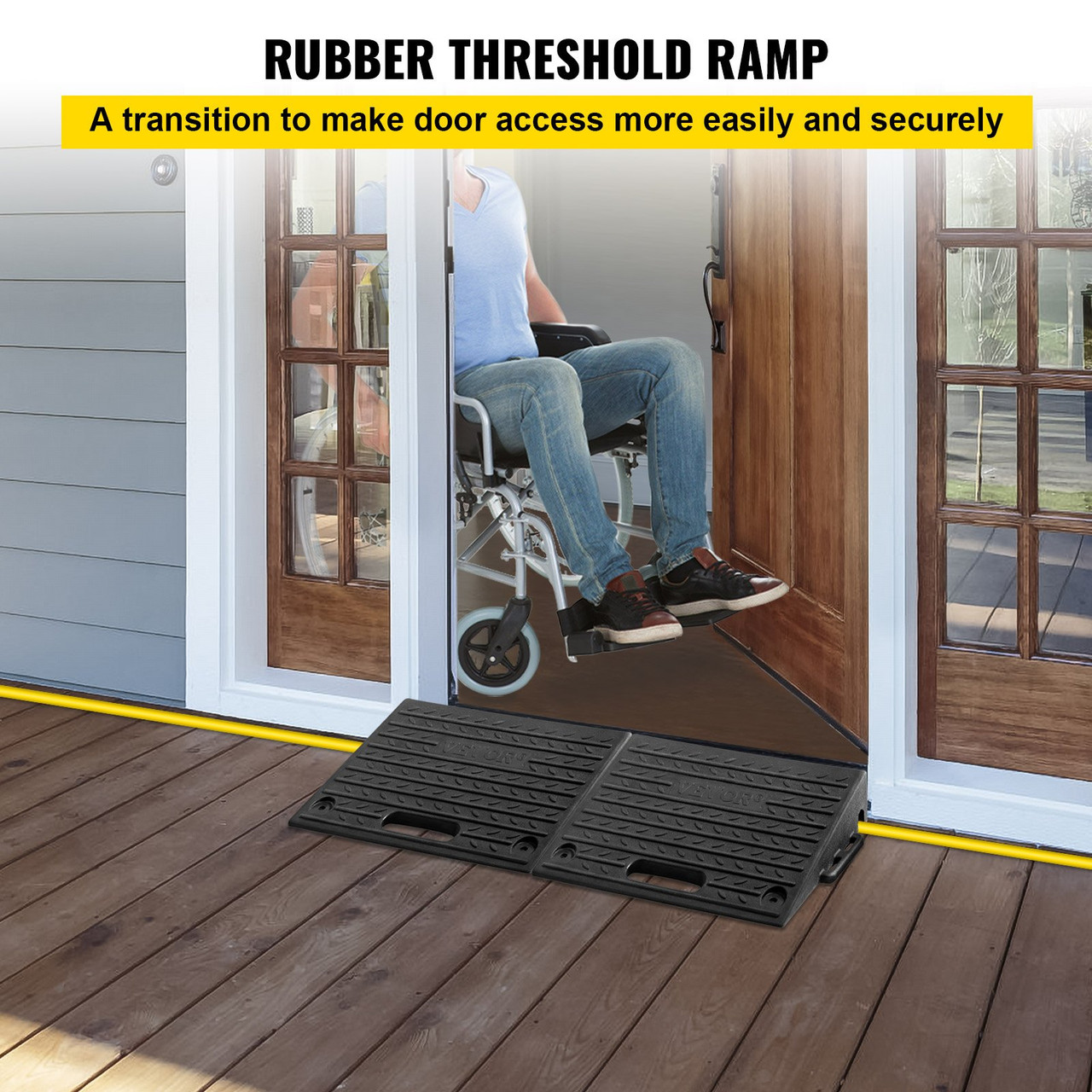 Kerb Ramp Rubber Threshold Ramp 4" Rise for Wheelchair Access Ramp-2 PCs