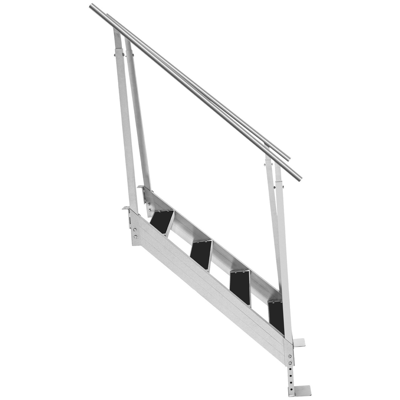 Dock Ladder with Rubber Mat, Dock Steps 30"-39" Adjustable Height, Dock Stairs Aluminum 4 Step, Each Step 22" x 4", 500Lbs Load, for Lake, Marine Boarding, Pool