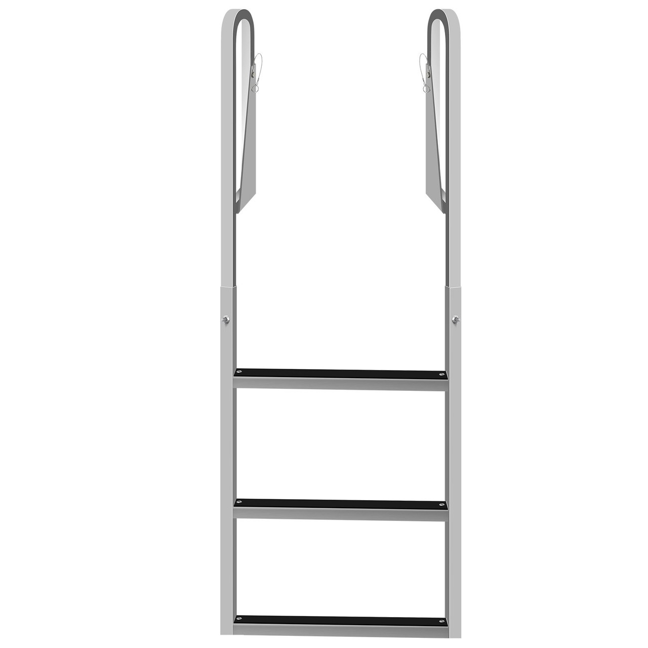 Dock Ladders Flip Up, Dock Ladder with Rubber Mat, Swim Ladder Aluminum 3 Step, Each Step 21.5" x 1.2", 350Lbs Load, for Lake, Marine Boarding, Pool