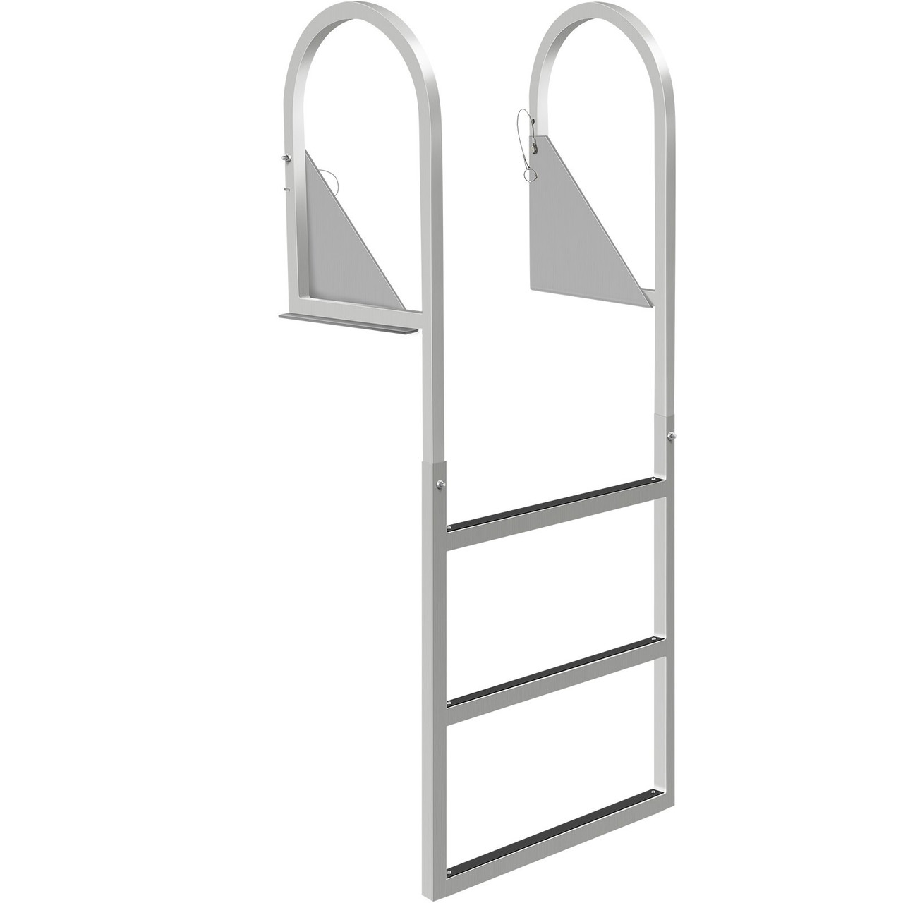 Dock Ladders Flip Up, Dock Ladder with Rubber Mat, Swim Ladder Aluminum 3 Step, Each Step 21.5" x 1.2", 350Lbs Load, for Lake, Marine Boarding, Pool