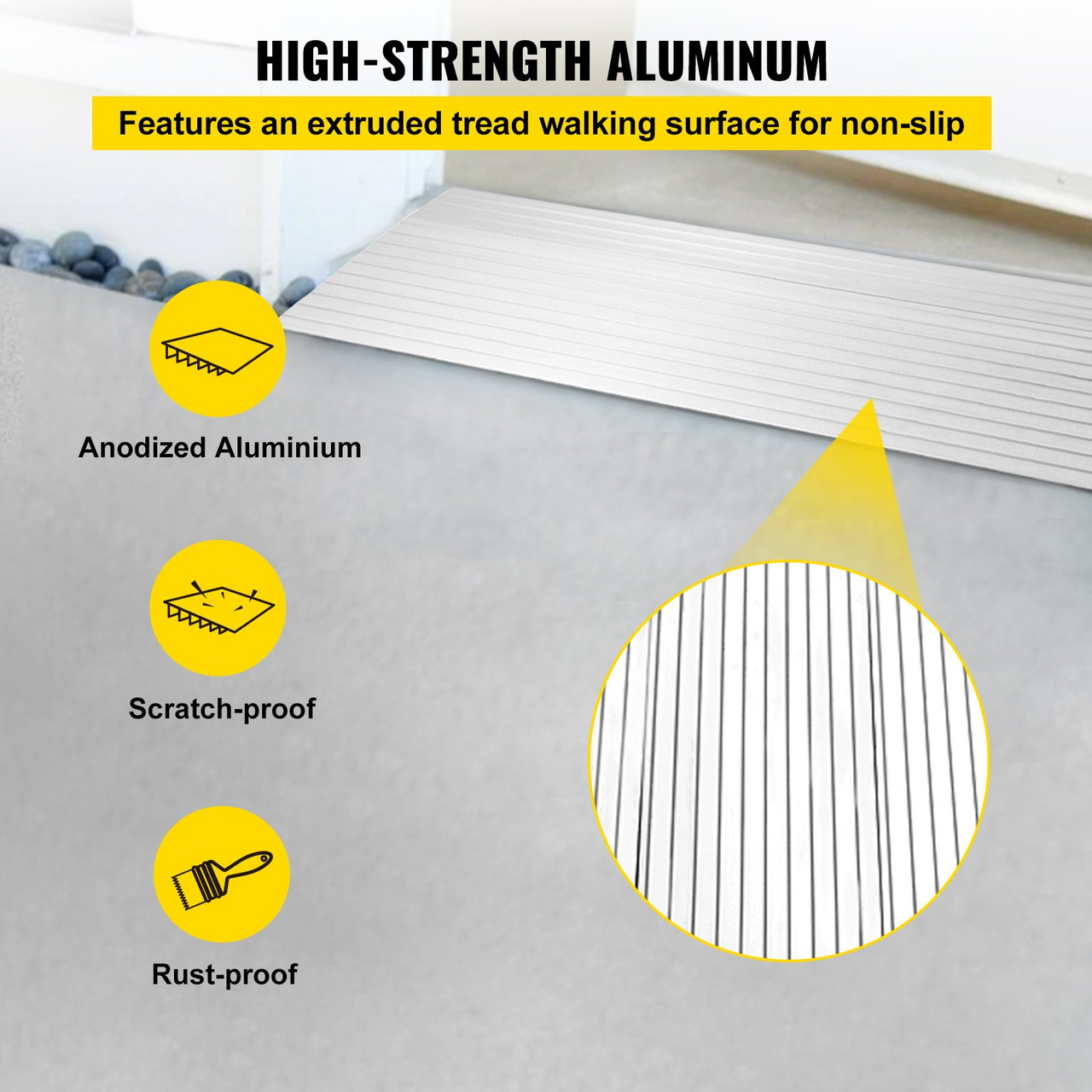 Transition Entry Ramp Modular Threshold Ramp Aluminum 1" Rise Rated 800lbs