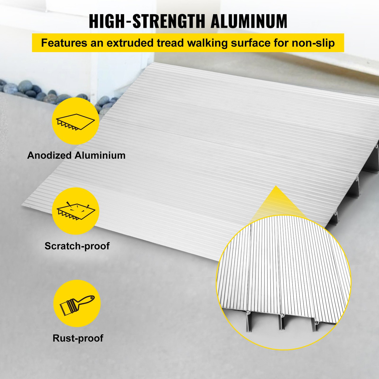 Transition Entry Ramp Modular Threshold Ramp Aluminum 5" Rise Rated 800lbs