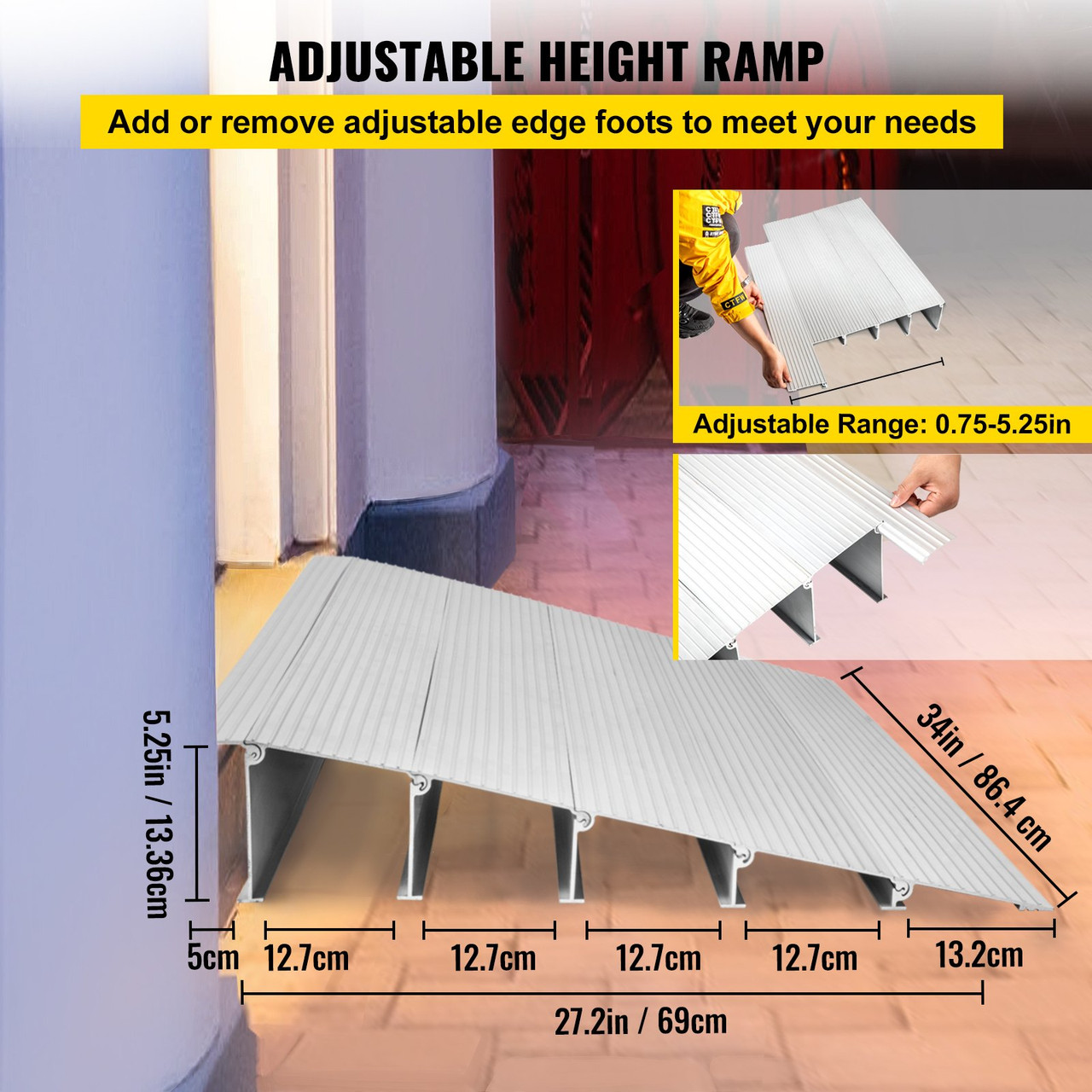 Transition Entry Ramp Modular Threshold Ramp Aluminum 5" Rise Rated 800lbs