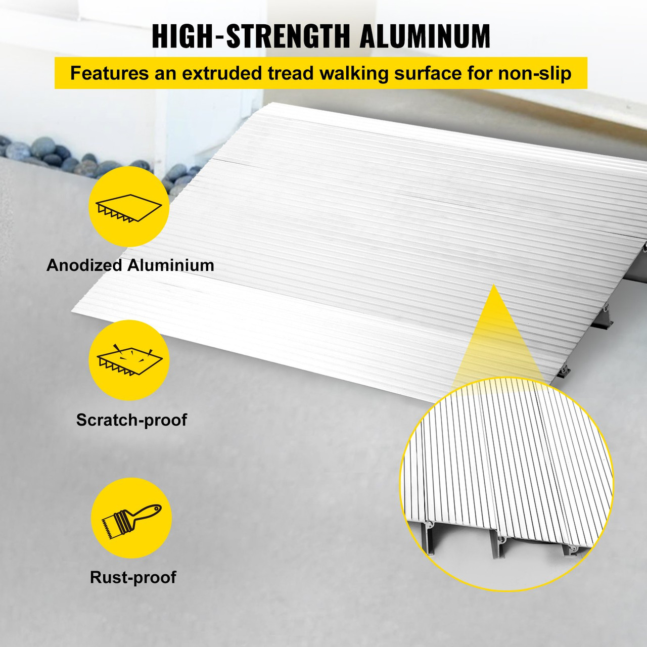 Door Threshold Ramp, 4" Rise Door Ramp for Wheelchairs, Aluminum ...