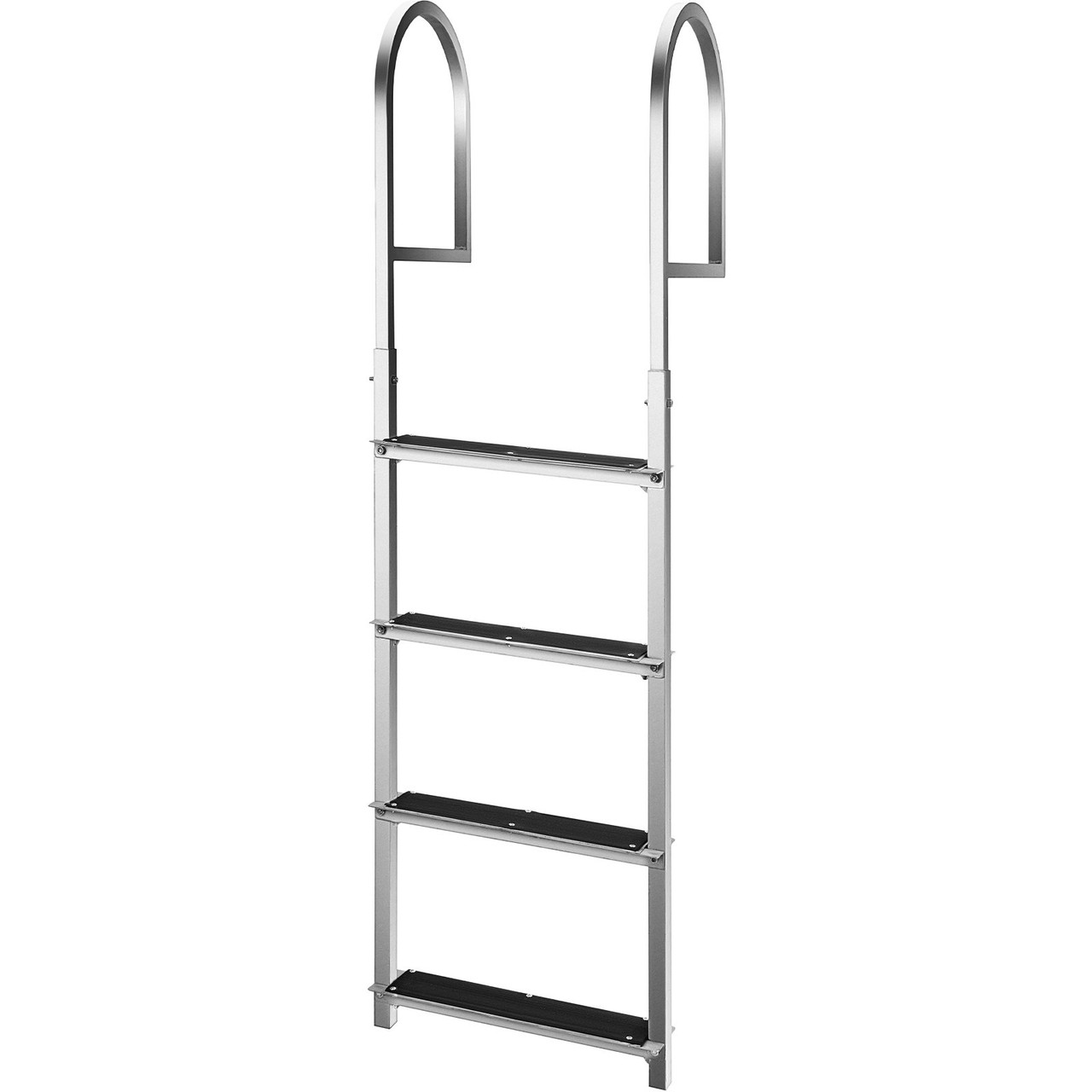 Dock Ladder with Rubber Mat, Pontoon Boat Ladder Aluminum 4 Step, Each Step 18" x 4", Swim Ladder 330Lbs Load, for Lake, Marine Boarding, Pool