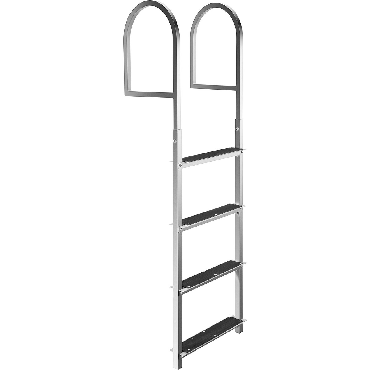 Dock Ladder with Rubber Mat, Pontoon Boat Ladder Aluminum 4 Step, Each Step 18" x 4", Swim Ladder 330Lbs Load, for Lake, Marine Boarding, Pool