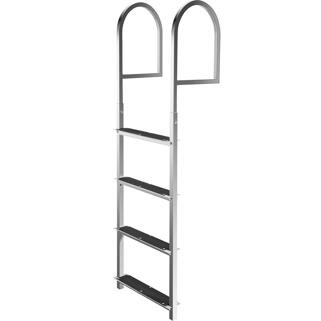 Dock Ladder with Rubber Mat, Pontoon Boat Ladder Aluminum 4 Step, Each Step 18" x 4", Swim Ladder 330Lbs Load, for Lake, Marine Boarding, Pool