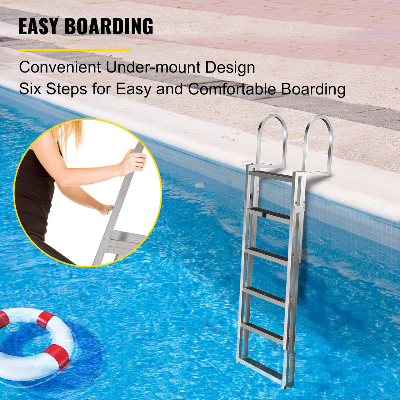 Boat Ladder Strap with 4 Adjustable Mounting Holes Boarding Telescoping  Ladder 