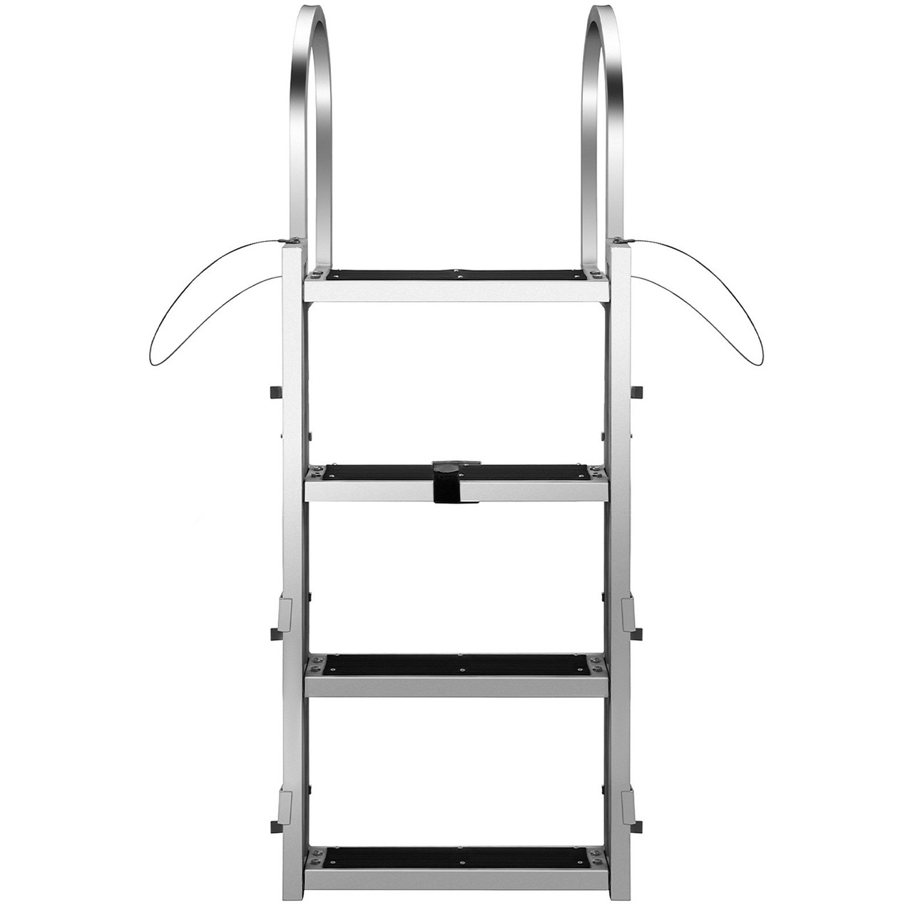 Retractable Dock Ladder with Rubber Mat, Pontoon Boat Ladder 41"-65" Adjustable Height, Swim Ladder Aluminum 4 Step, Each Step 20.5" x 4", 350Lbs Load, for Lake, Marine Boarding, Pool