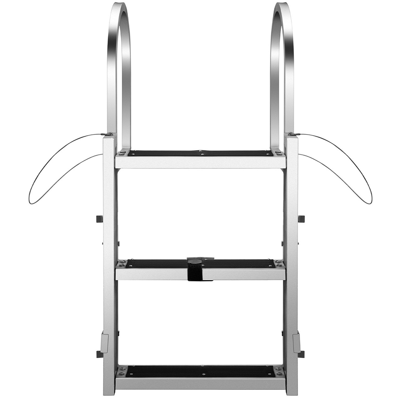 Retractable Dock Ladder with Rubber Mat, Pontoon Boat Ladder 41"-53.1" Adjustable Height, Swim Ladder Aluminum 3 Step, Each Step 20.5" x 4", 330Lbs Load, for Lake, Marine Boarding, Pool