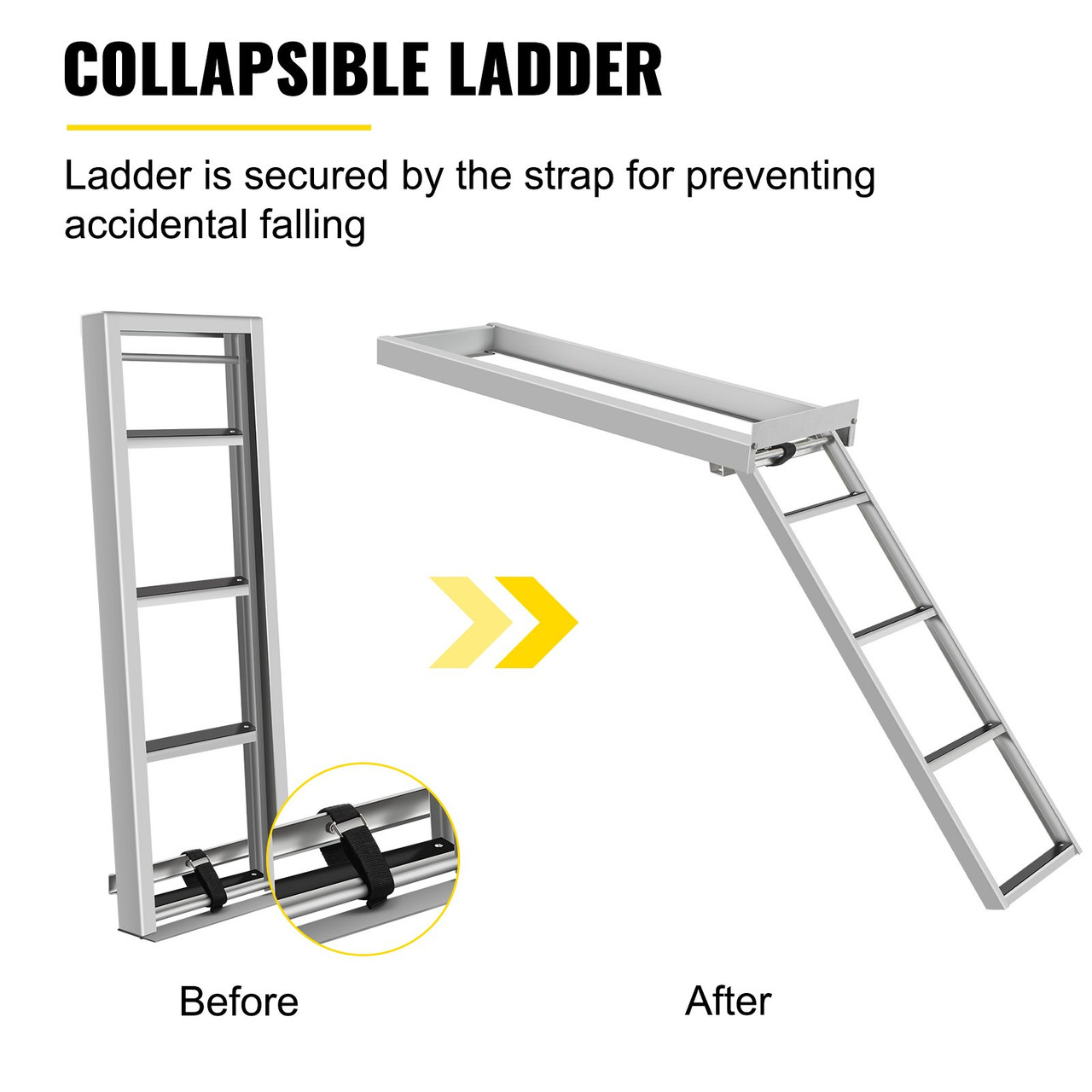 Aluminum Dock Ladder Boat Dock Ladder, 4 Steps, Pontoon Boat Ladder, Dock Stairs