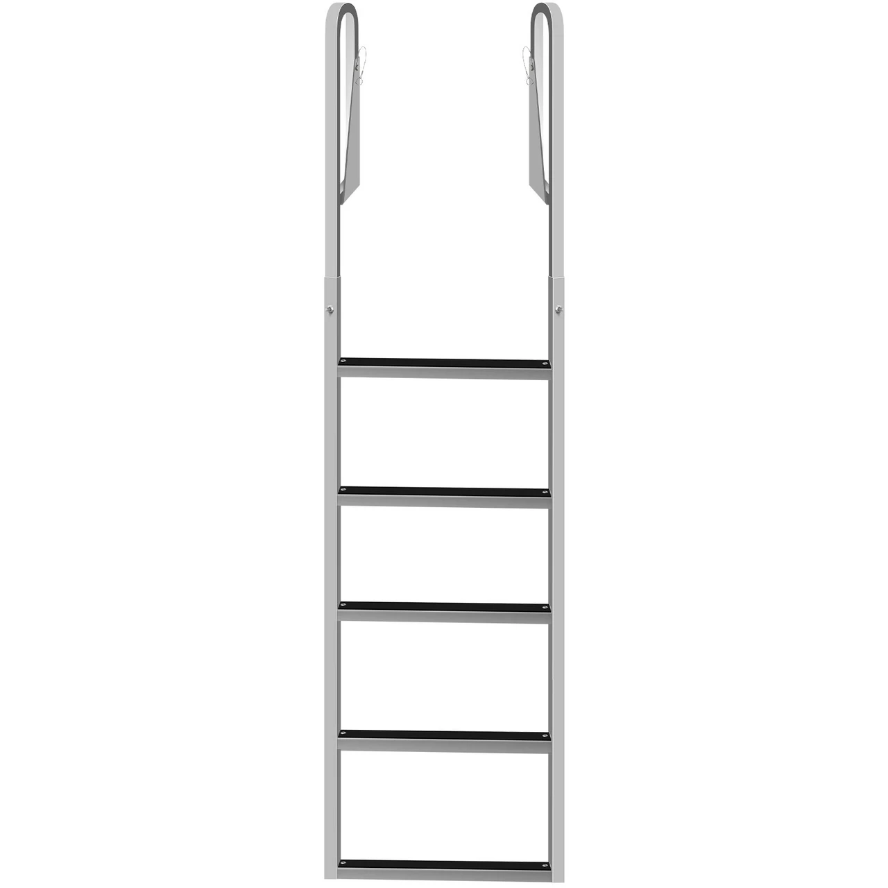Dock Ladders Flip Up, Dock Ladder with Rubber Mat, Swim Ladder Aluminum 5 Step, Each Step 21.5" x 1.2", 350Lbs Load, for Lake, Marine Boarding, Pool