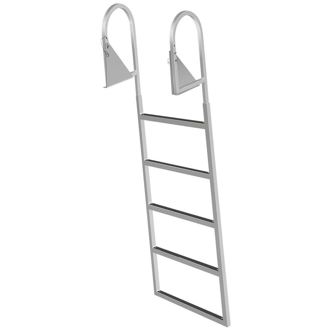 Dock Ladders Flip Up, Dock Ladder with Rubber Mat, Swim Ladder Aluminum 5 Step, Each Step 21.5" x 1.2", 350Lbs Load, for Lake, Marine Boarding, Pool