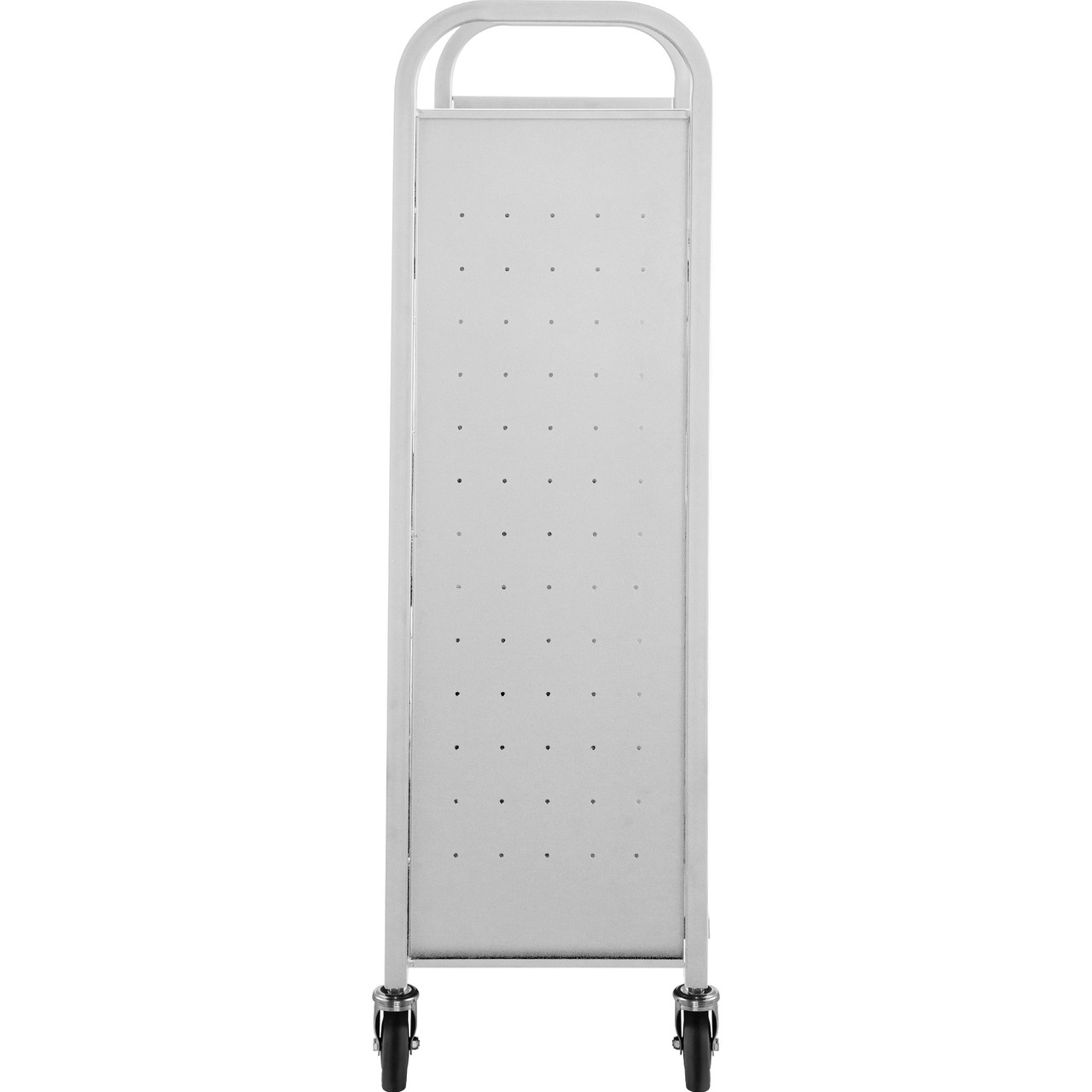 Book Cart Library Cart 200lb with Single Sided L-Shaped Sloped Shelves in White