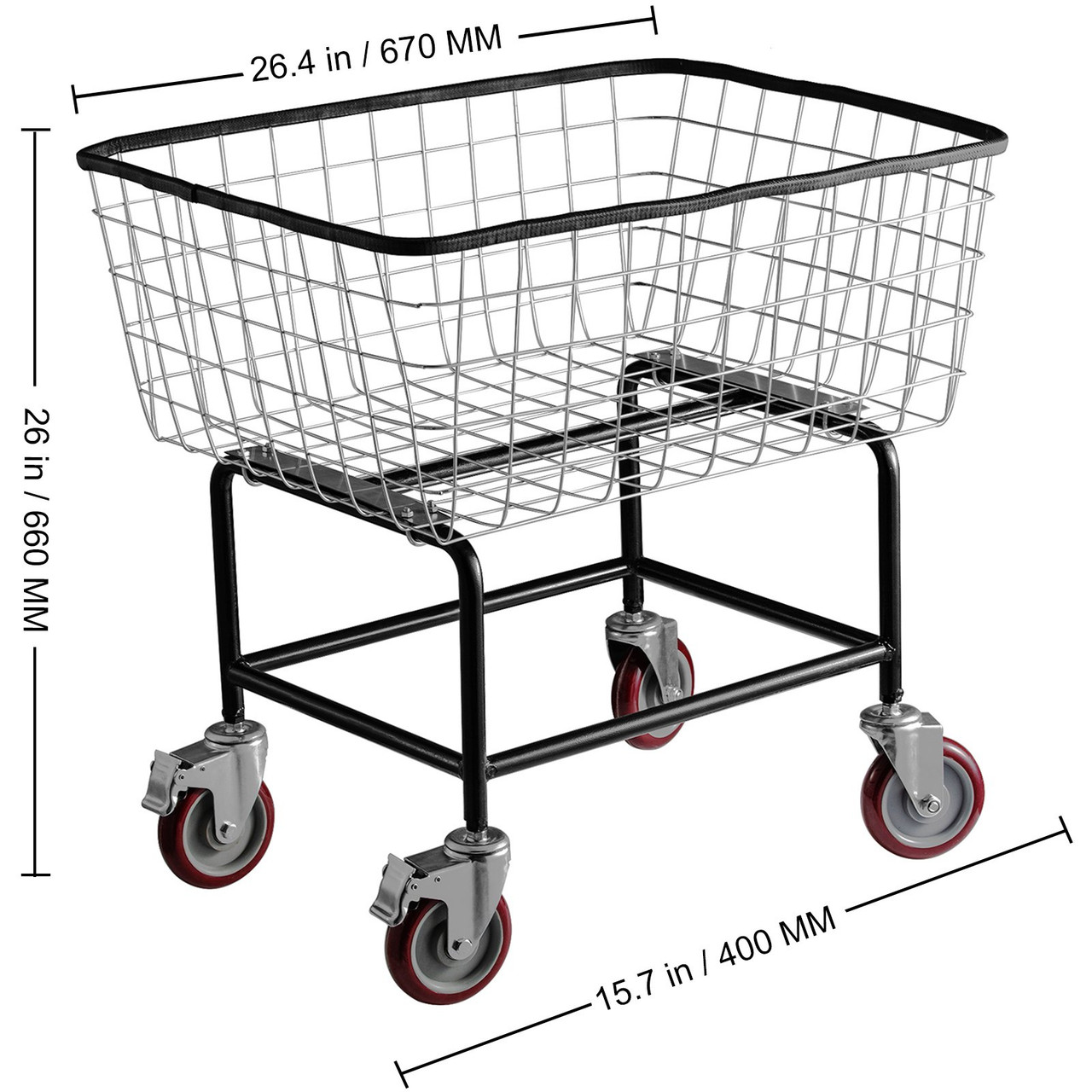 Wire Laundry Cart Wire Laundry Basket 4.5 Bushel Heavy Duty W/ 5'' Wheels
