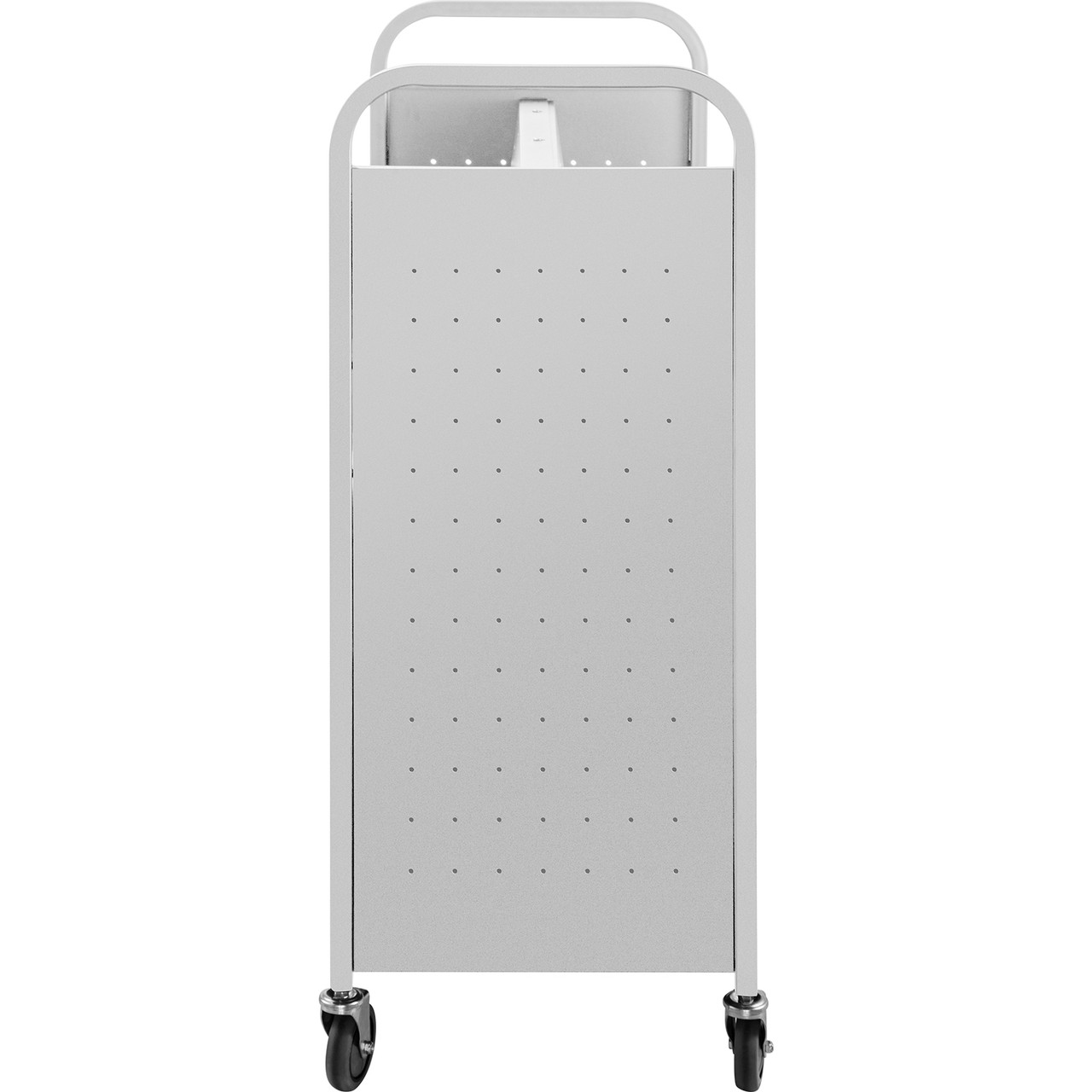 Book Cart Library Cart 200lb with Double Sided W-Shaped Sloped Shelves in White