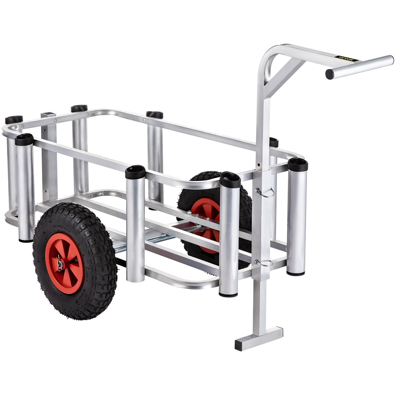 12-Rod Rolling Fishing Tackle Cart, Pole Holders with Fishing Gear Cart