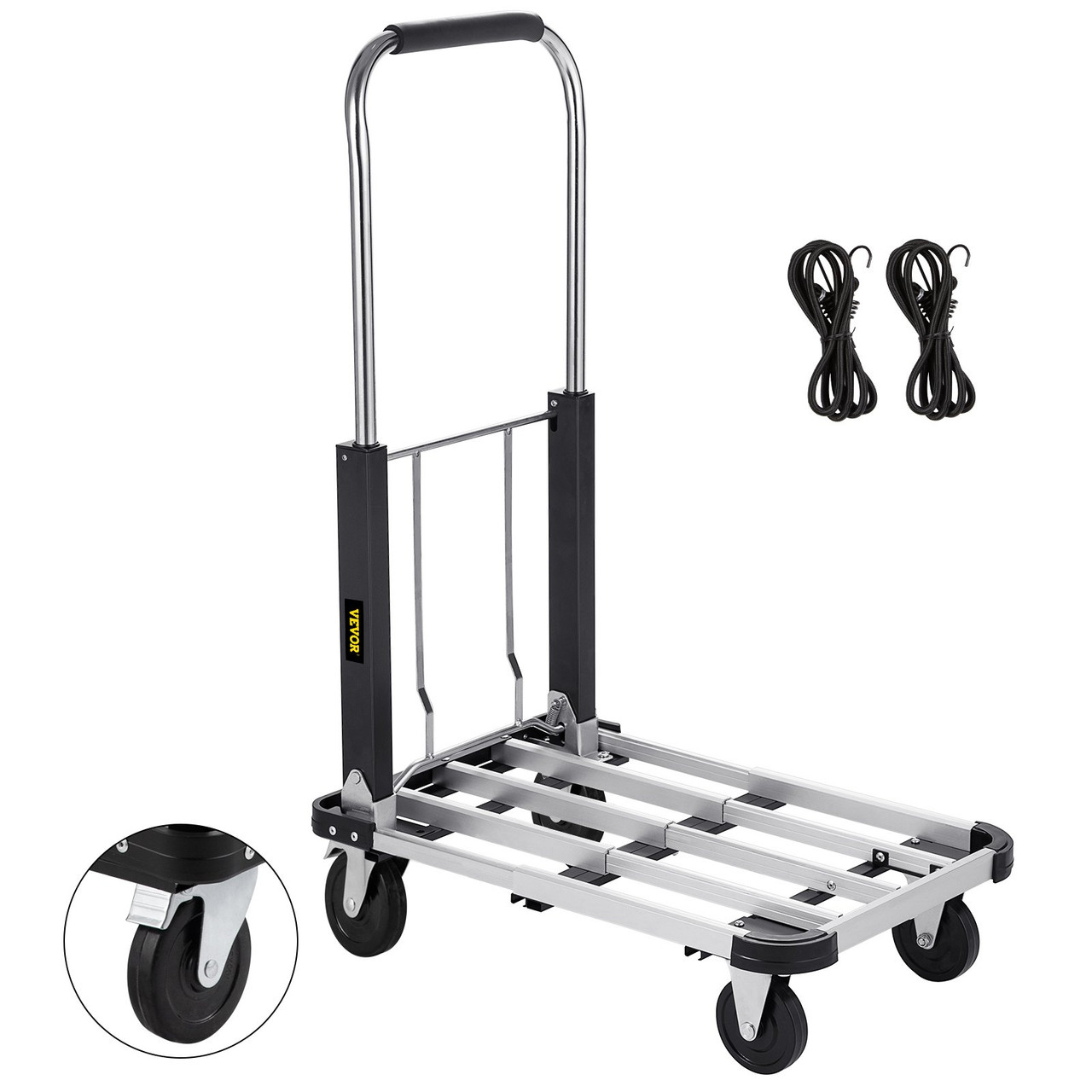 Folding
Hand Cart 330 lb Capacity Dolly Truck w/ 4 Wheels Luggage Trolley