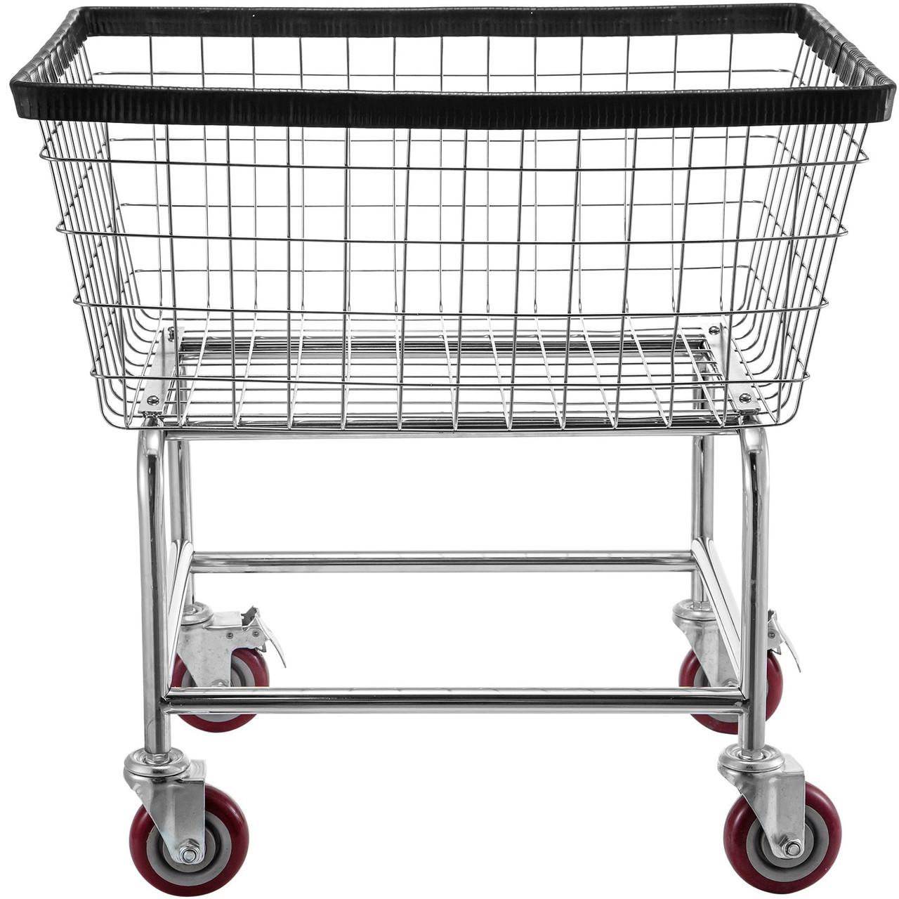 Wire Laundry Cart, 2.5 Bushel Wire Laundry Basket with Wheels, 20''x15.7''x26'' Commercial Wire Laundry Basket Cart, Steel Frame With Chrome Finish, 5inch Casters, Wire Cart For Laundry