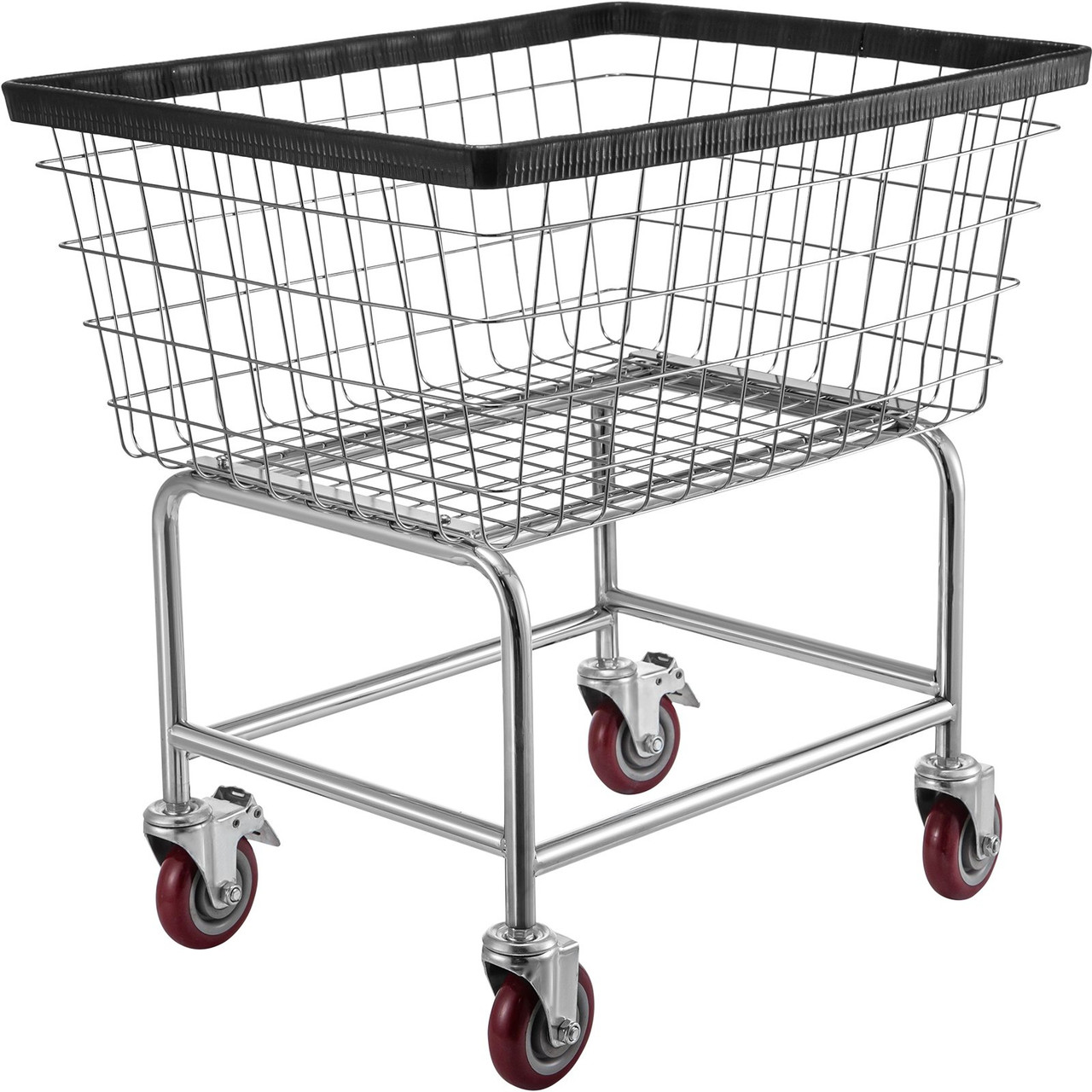 Wire Laundry Cart, 2.5 Bushel Wire Laundry Basket with Wheels, 20''x15.7''x26'' Commercial Wire Laundry Basket Cart, Steel Frame With Chrome Finish, 5inch Casters, Wire Cart For Laundry
