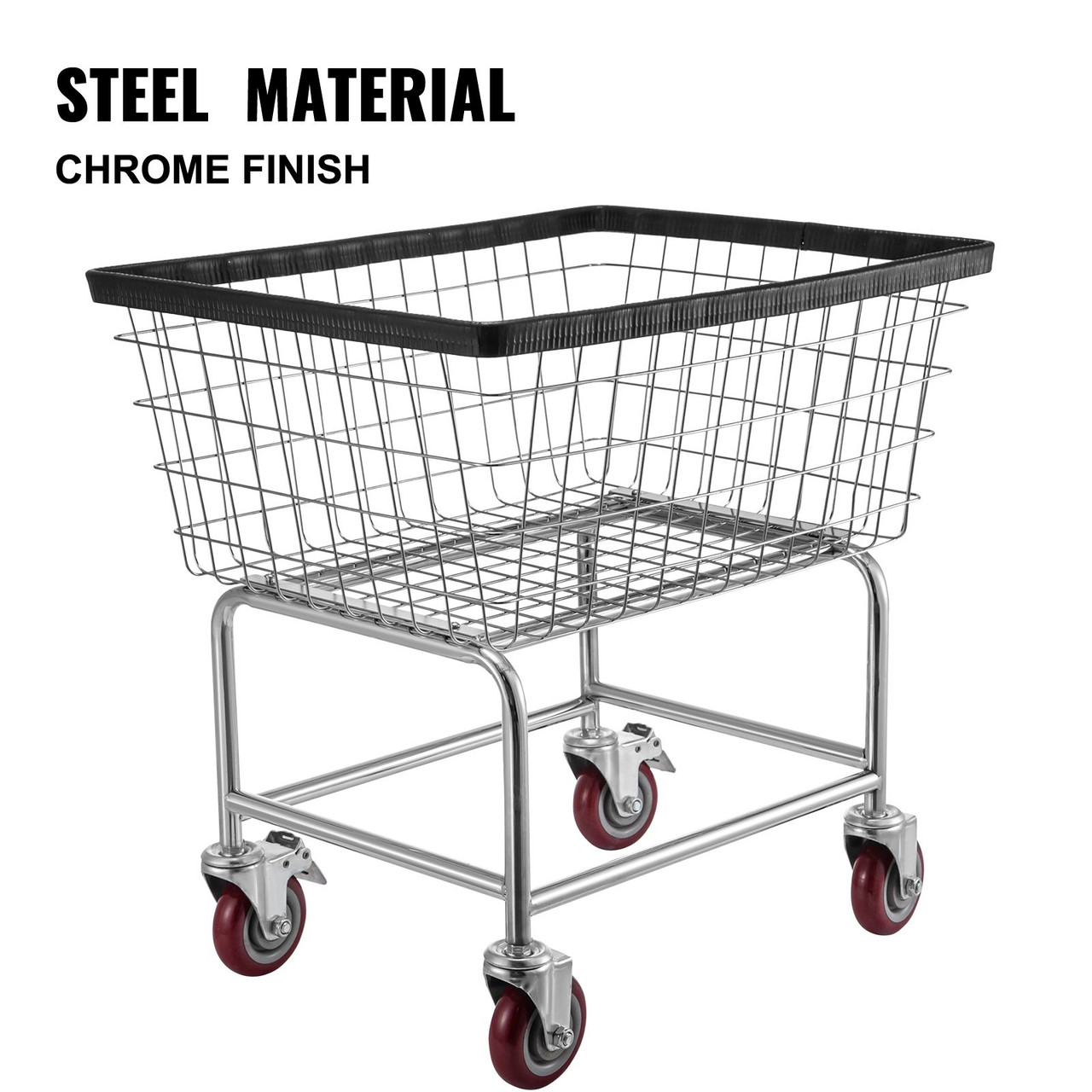 Wire Laundry Cart 2.2 Bushel, Wire Laundry Basket With Wheels 20''x15.7''x26'', Commercial Wire Laundry Basket Cart, Galvanized Steel Frame with 5'' Casters, Wire Basket Cart for Laundry