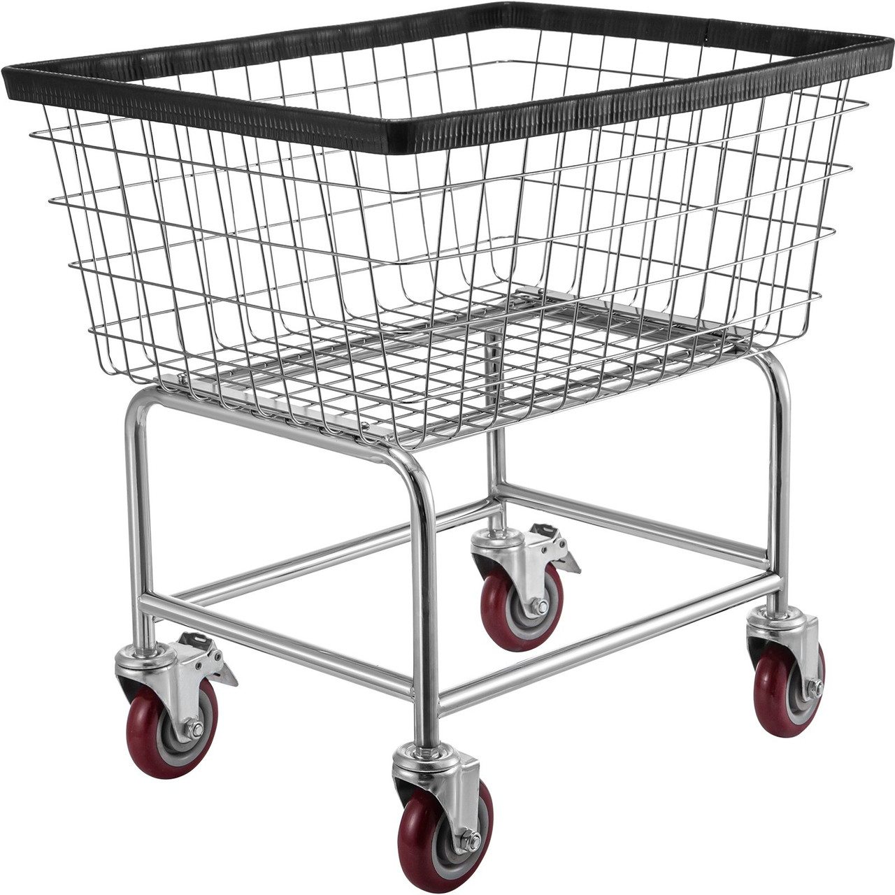 Wire Laundry Cart 2.2 Bushel, Wire Laundry Basket With Wheels 20''x15.7''x26'', Commercial Wire Laundry Basket Cart, Galvanized Steel Frame with 5'' Casters, Wire Basket Cart for Laundry