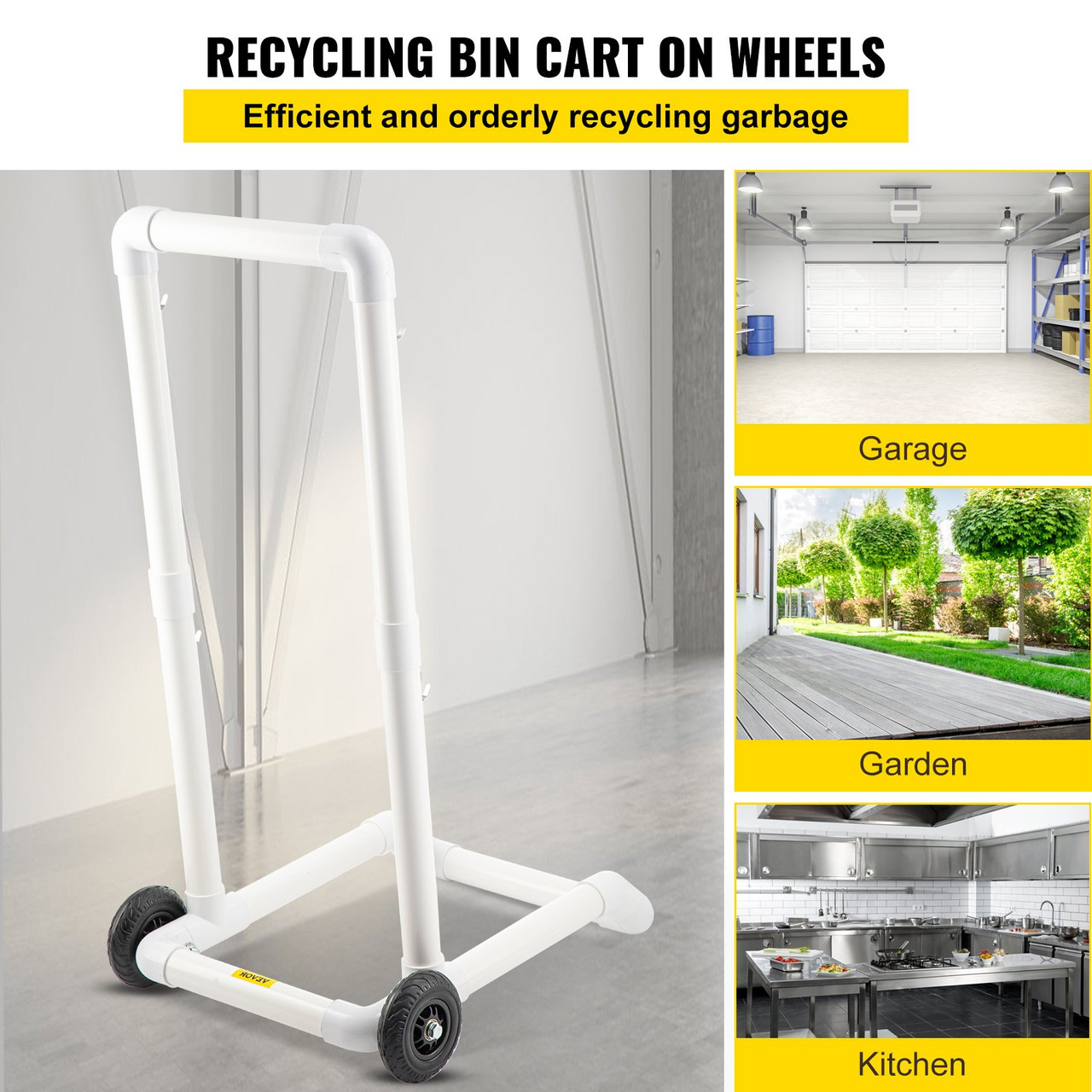 Recycling Cart Plastic Recycle Cart 22x15 In for Recycle Bins 2 Wheels