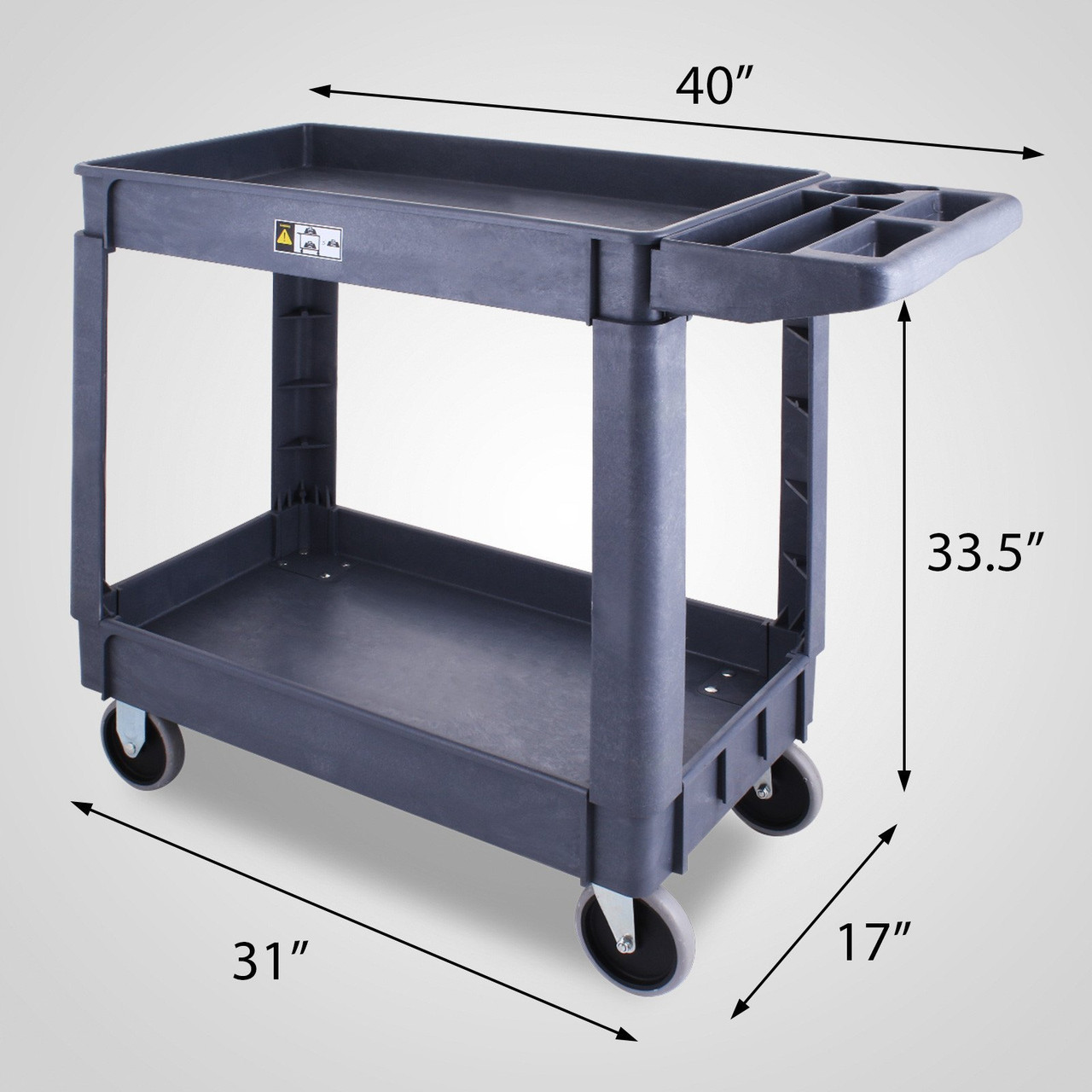 PUC174033-2 Heavy-Duty Plastic Utility Cart 2 Shelves 33" Width