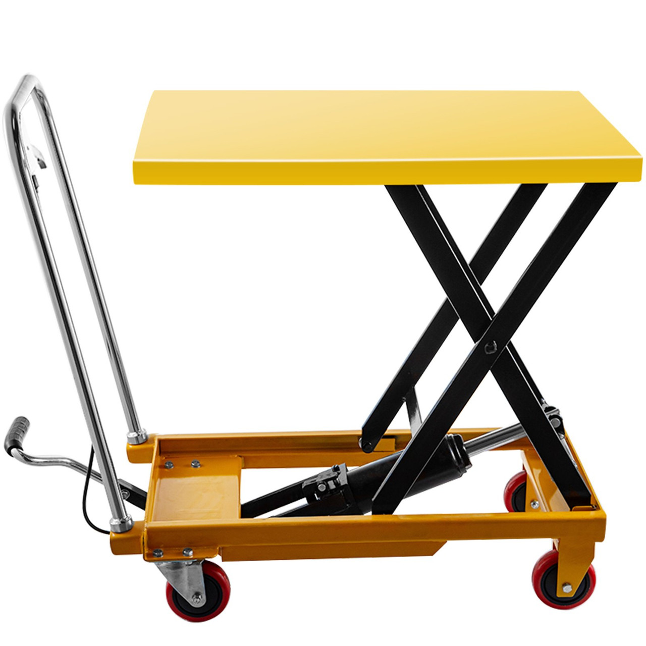 Hydraulic Lift Table Cart, 600lbs Capacity Hydraulic Scissor Cart, 28.5" Lifting Height Scissor Lift Table, Single Scissor Lift Cart w/Foot Pump, 32.1''x19.7'' Table Size, for Freight Lifting