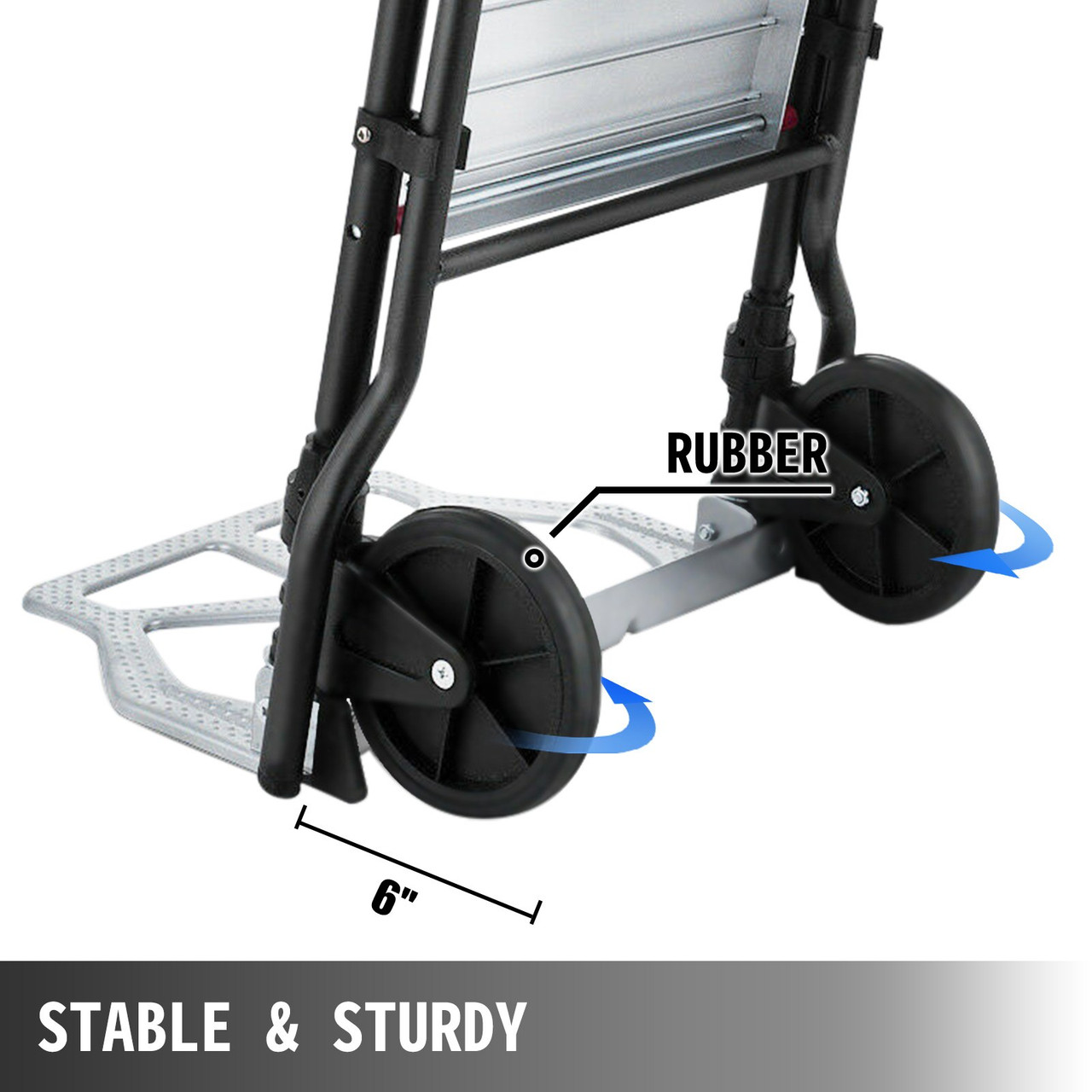 3-steps Ladder Cart 2-in-1 Convertible Step Ladder Folding Hand Truck Trolley