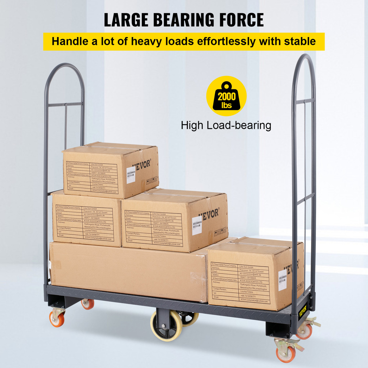 U-boat Utility Cart 60l*60h With Removable Handles And 2000lbs Capacity Steel