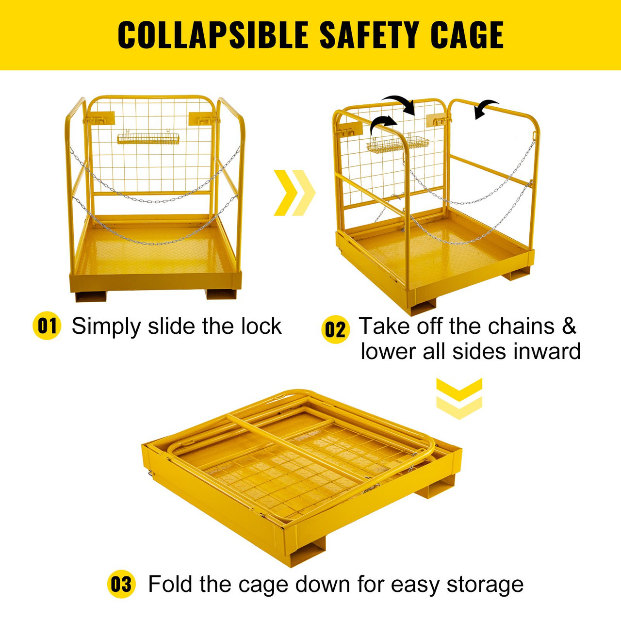 36"x36" Forklift Safety Cage Work Platform Lift Basket Aerial Fence Rails