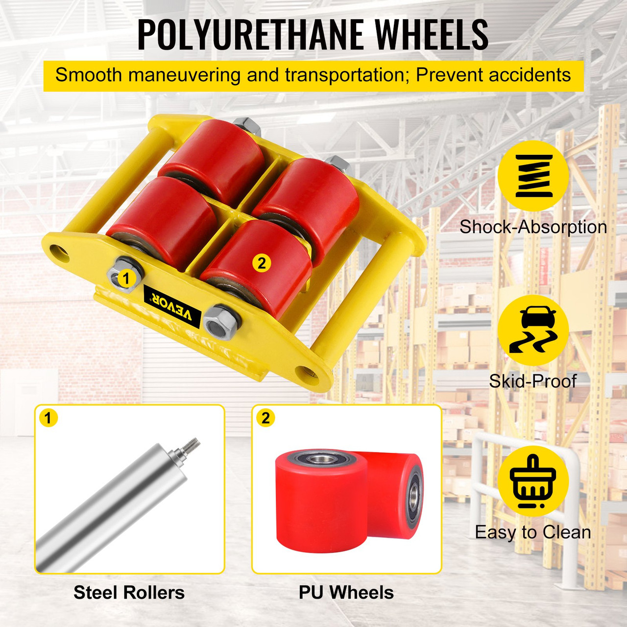 Heavy Machine Dolly Skate Roller Machinery  Mover With 360-Degree  Rotation Cap