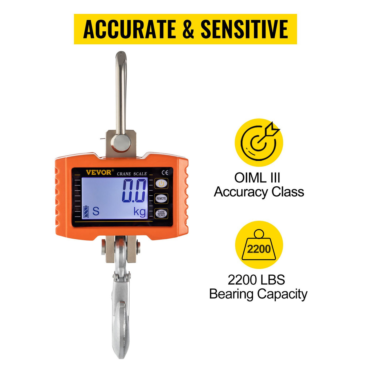 Hanging Scale Crane Scale 1000 Kg 2000 Lb Digital Industrial Heavy Duty Auto Off