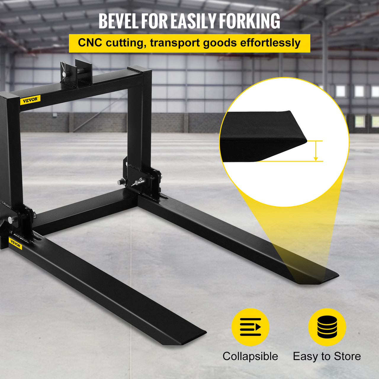 3 Point Hitch Pallet Fork 2000lbs, Fork Attachment for Category 1 Tractor, 25.5''x22''x41'', Steel Tractor Heavy Equipment Attachment, for Tractor, Skid Steer Loader