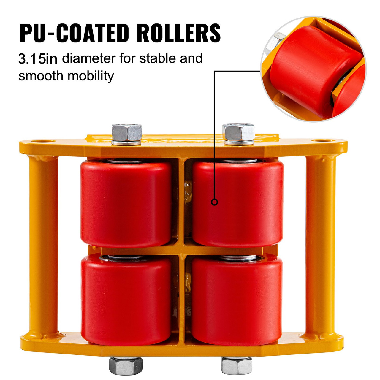 4pcs Machinery Mover, 6T Machinery Skate Dolly, 13200lbs Machinery Moving Skate, Machinery Mover Skate w/ 360Ã¸ Rotation Cap and 4 Rollers, Heavy Duty Industrial Moving Equipment, Yellow