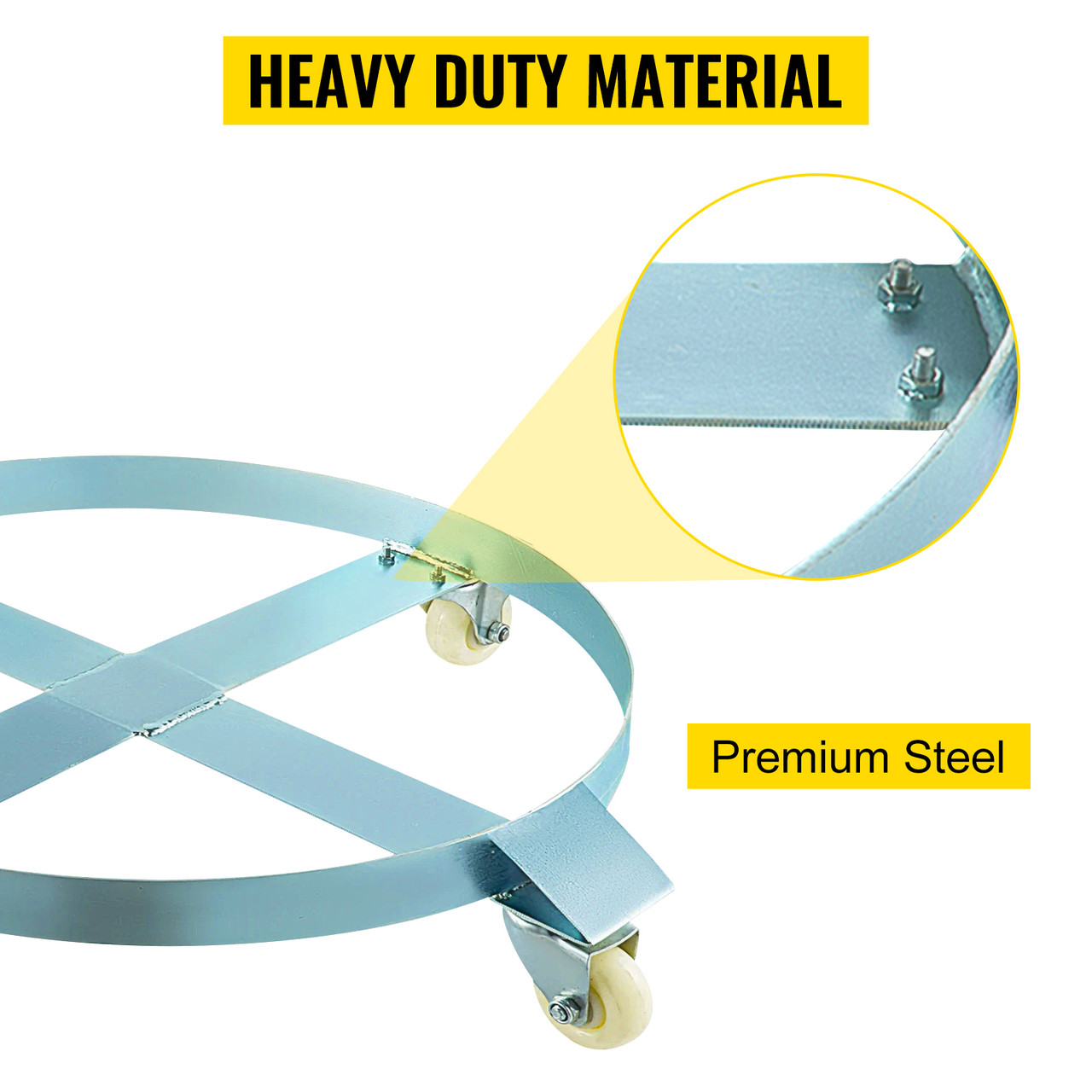 Premium Auto Heavy Duty 55 Gallon Drum Dolly Up To 23-5/8" Diameter