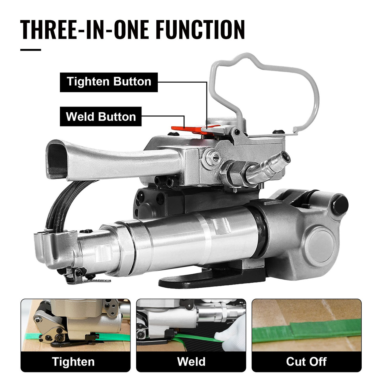 Pneumatic Strapping Tool A19, Hand Held Strapping Machine 1/2" to 3/4", Sealless Strapping Machine, Handeld Strapping Machine for PP PET Strapping