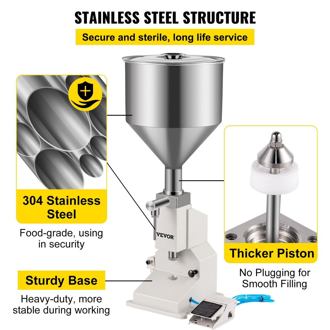 A02 Pneumatic Paste Liquid Filling Machine, 5-50ml Bottle Filler, Liquid Paste Filling Machine, Semi-auto Paste Bottle Filling Machine for Liquids Pastes and Cream