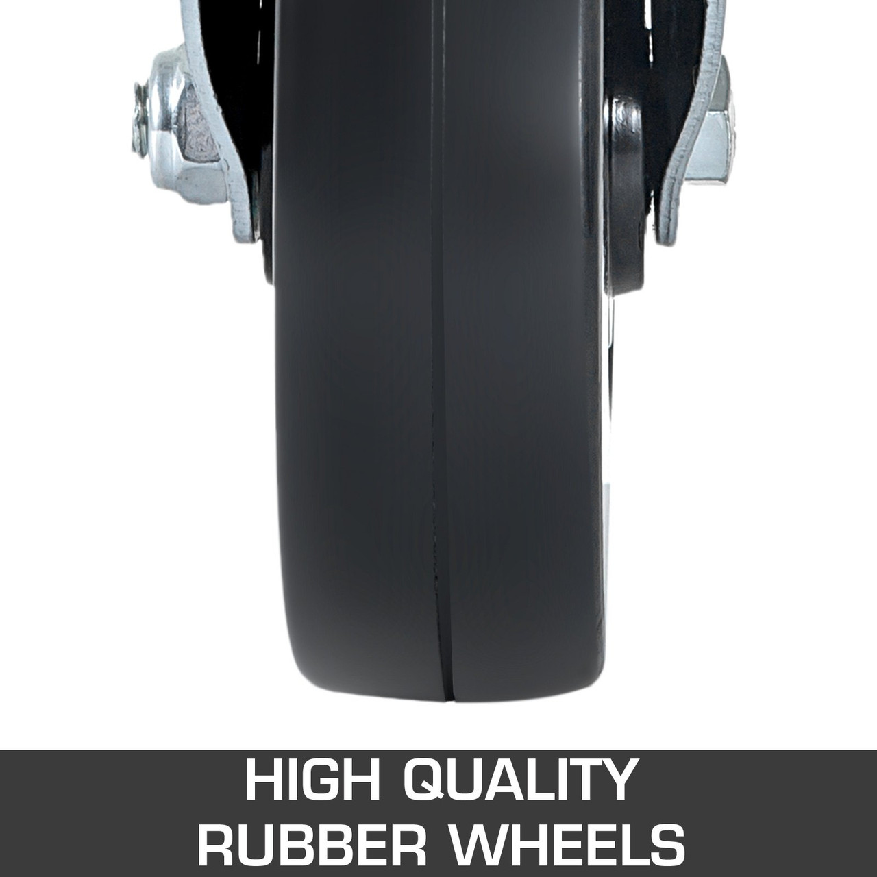 4 Pack 5" Heavy Duty Scaffolding Rubber Swivel Caster With Dual Locking 1" Solid Round Stem 280LBS Capacity Per Wheel