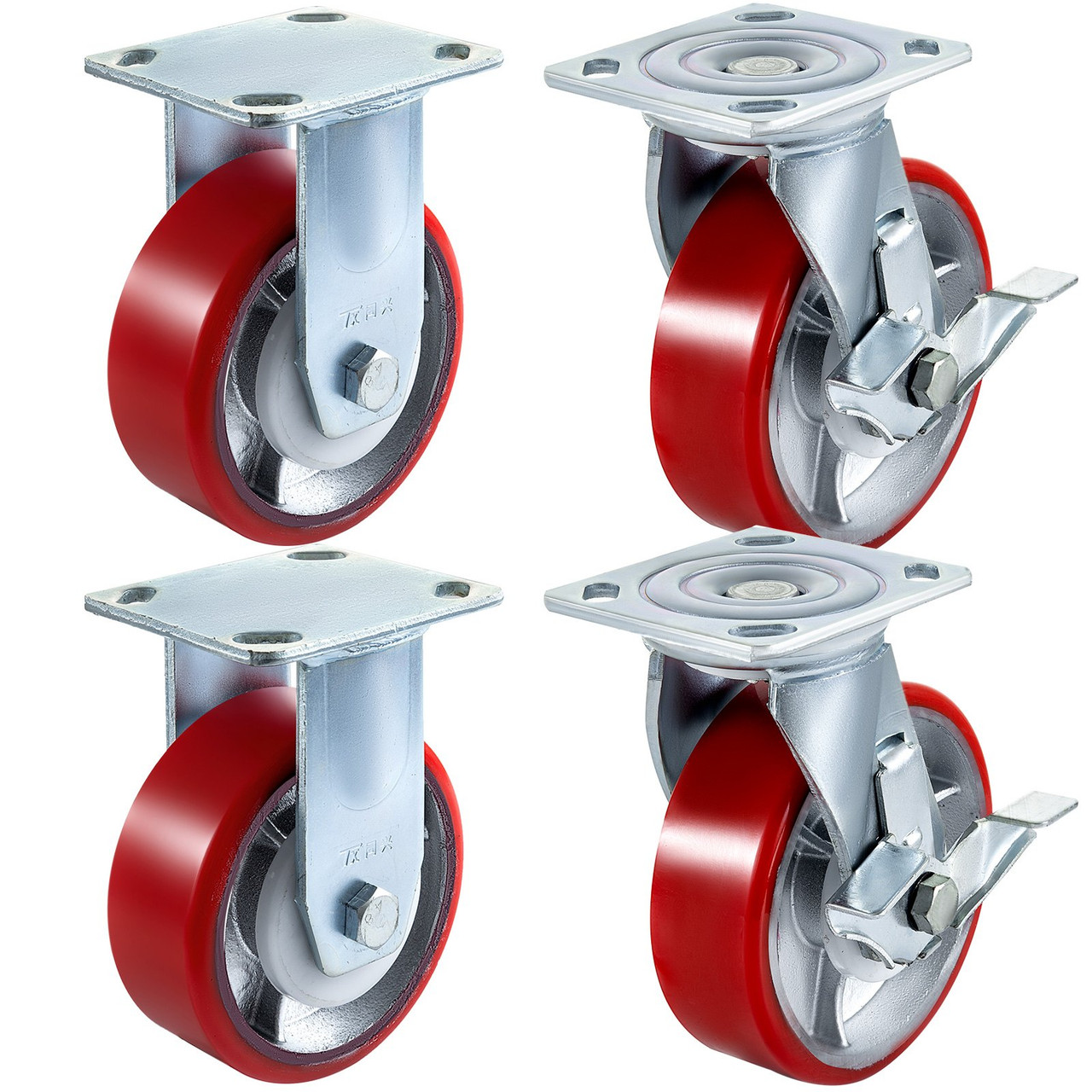 6" X 2" Polyurethane Casters 2 Rigi 2 Swivel No Marking Flexibly 360øswivel